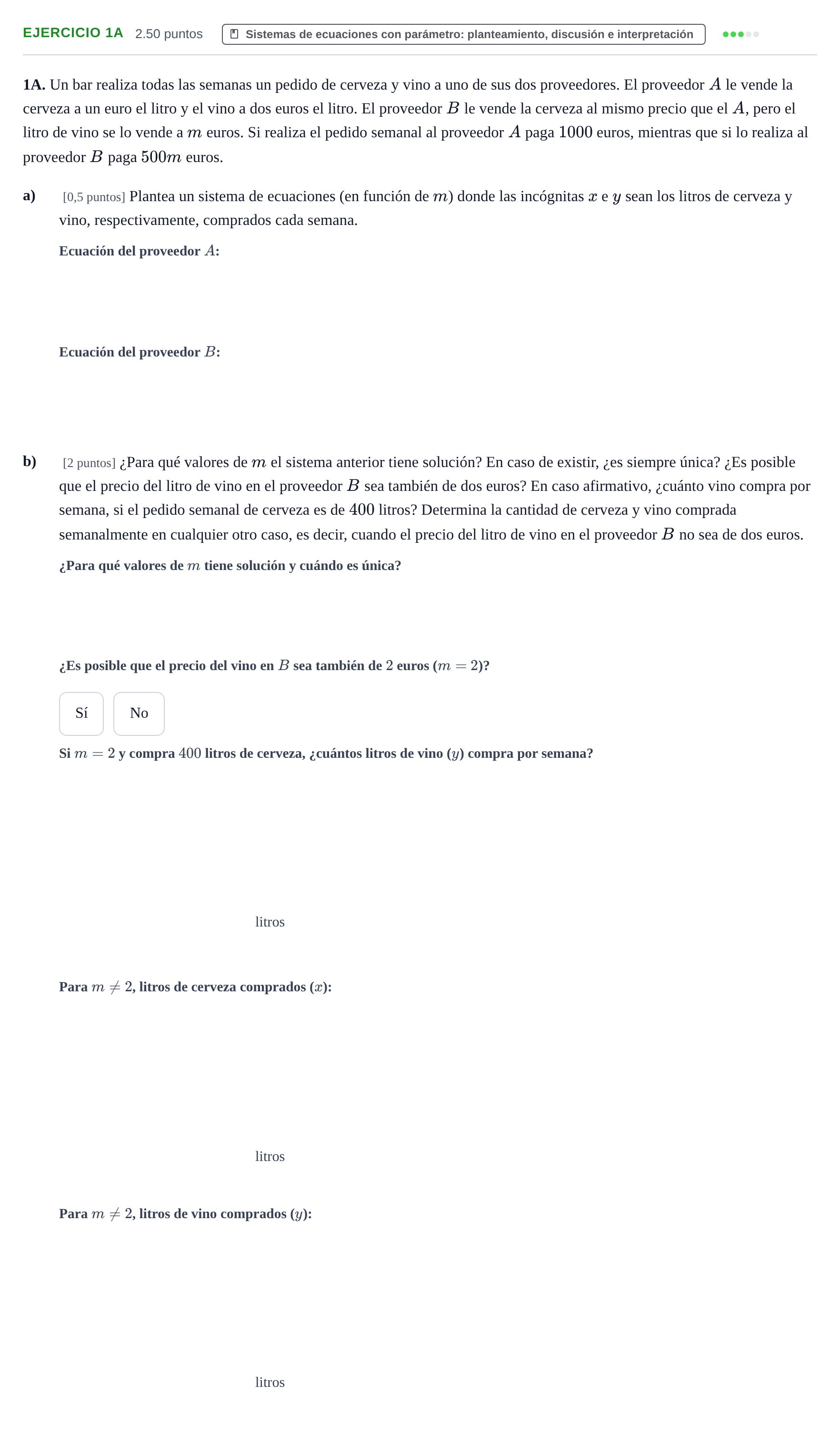 Enunciado: Ejercicio 1A · Matemáticas aplicadas a las Ciencias Sociales II PAU Asturias Extraordinaria 2021