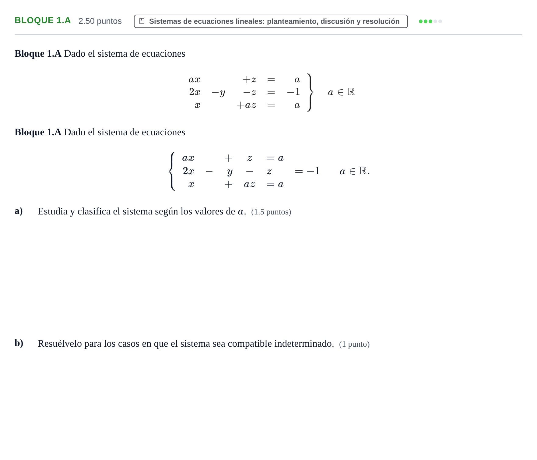 Enunciado: Bloque 1.A · Matemáticas II PAU Asturias Extraordinaria 2021
