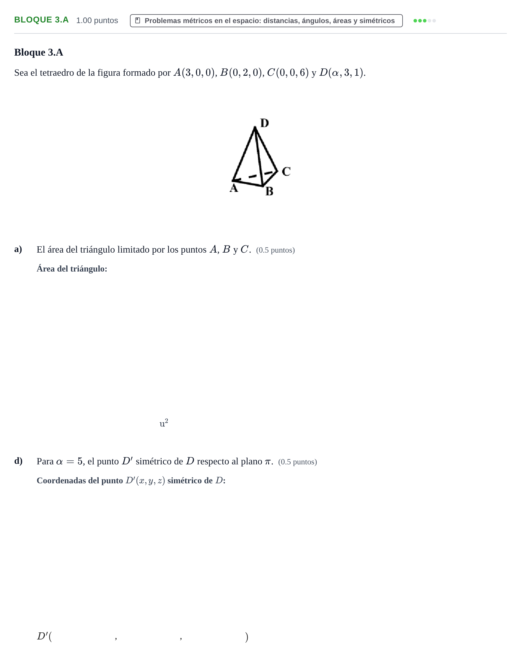 Enunciado: Bloque 3.A - Problemas métricos en el espacio: di… · Matemáticas II PAU Asturias Extraordinaria 2021