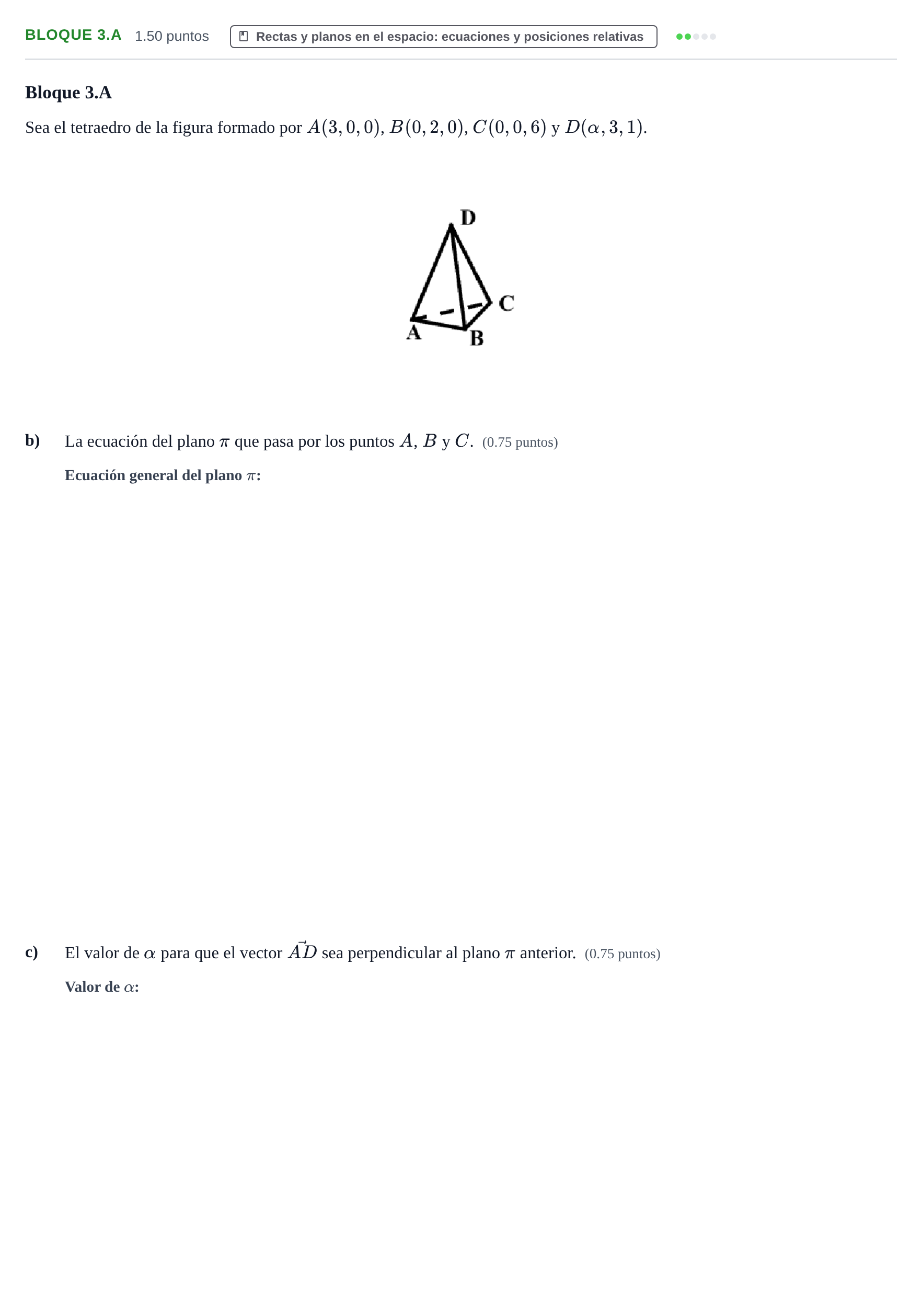 Enunciado: Bloque 3.A - Rectas y planos en el espacio: ecuac… · Matemáticas II PAU Asturias Extraordinaria 2021