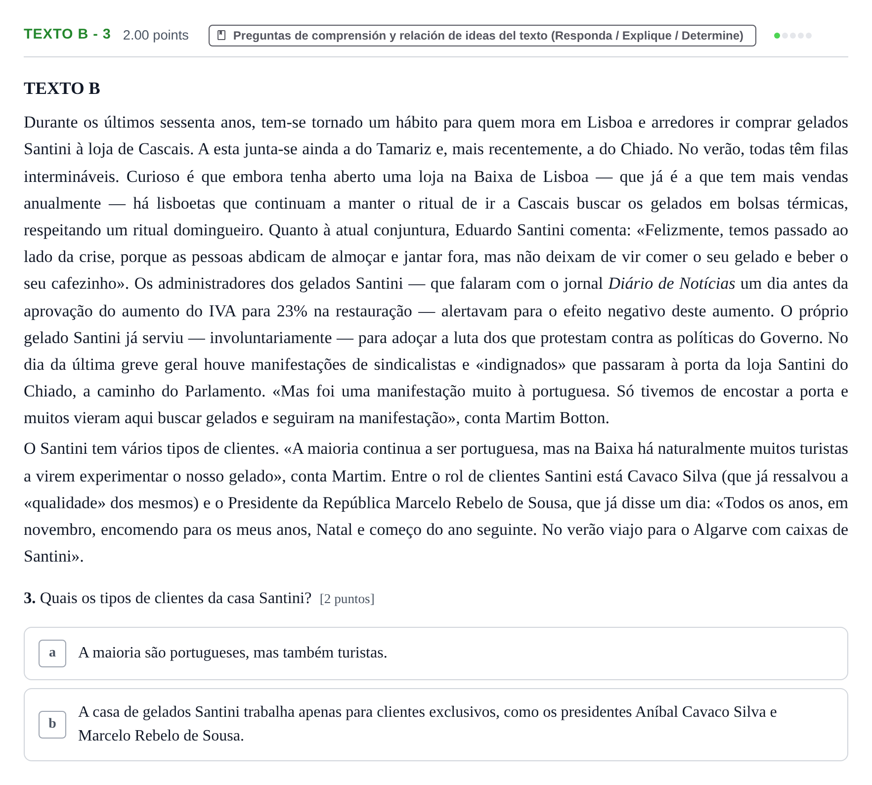 Enunciado: Ejercicio Texto B - 3 · Portugués PAU Asturias Extraordinaria (2ª lengua extranjera) 2021