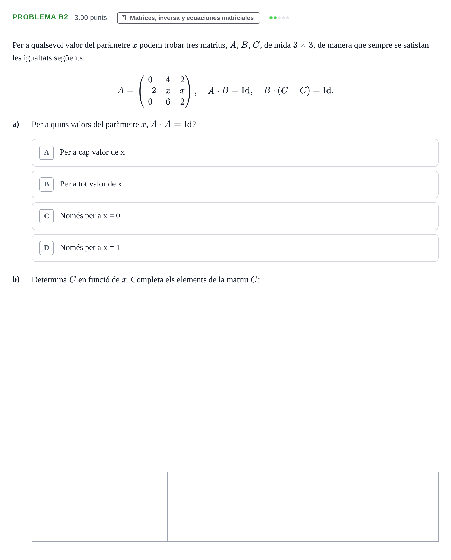 Enunciado: Problema B2 · Matemáticas aplicadas a las Ciencias Sociales II PAU Baleares Extraordinaria 2026