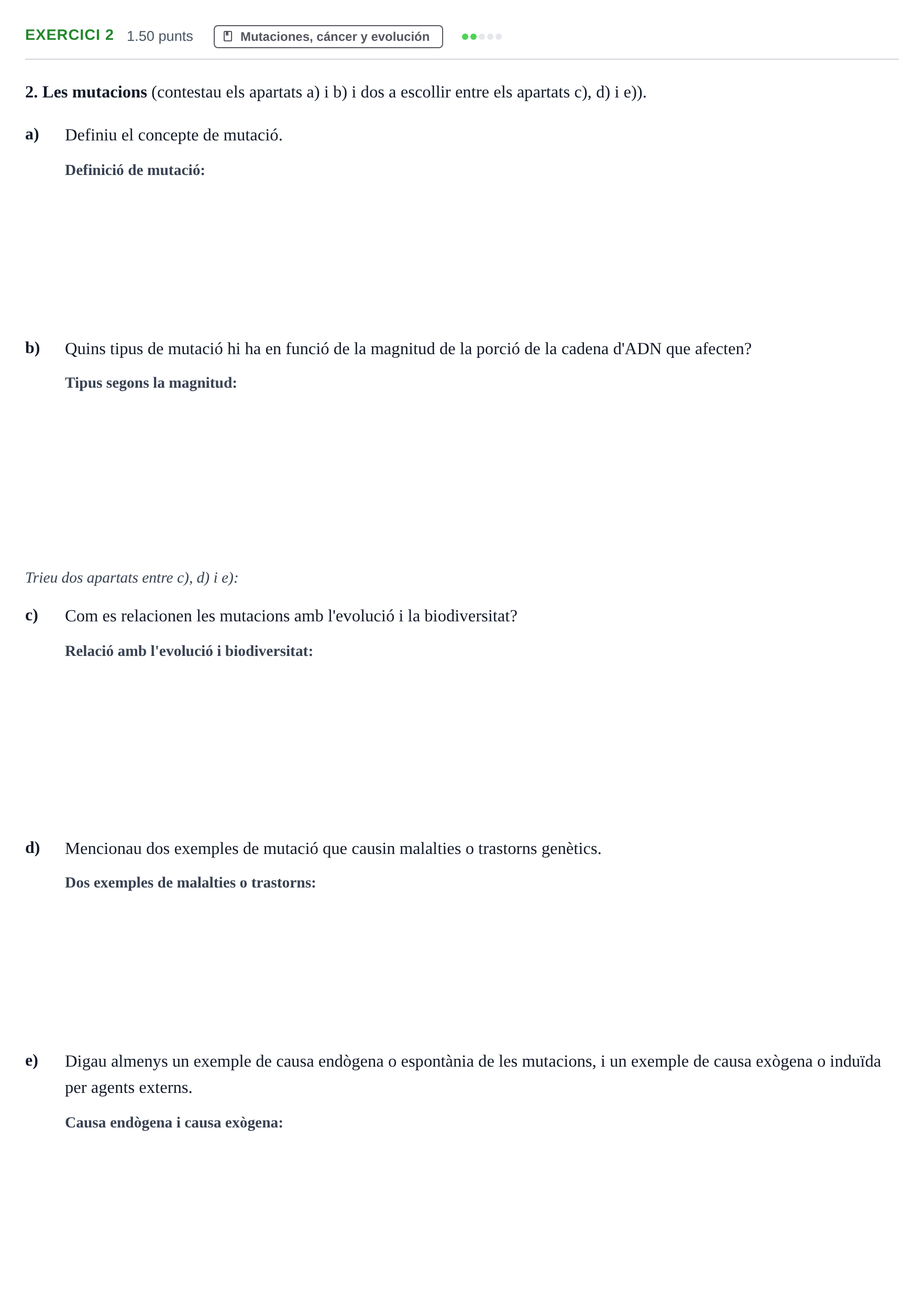 Enunciado: Problema 2 · Biología PAU Baleares Ordinaria 2025