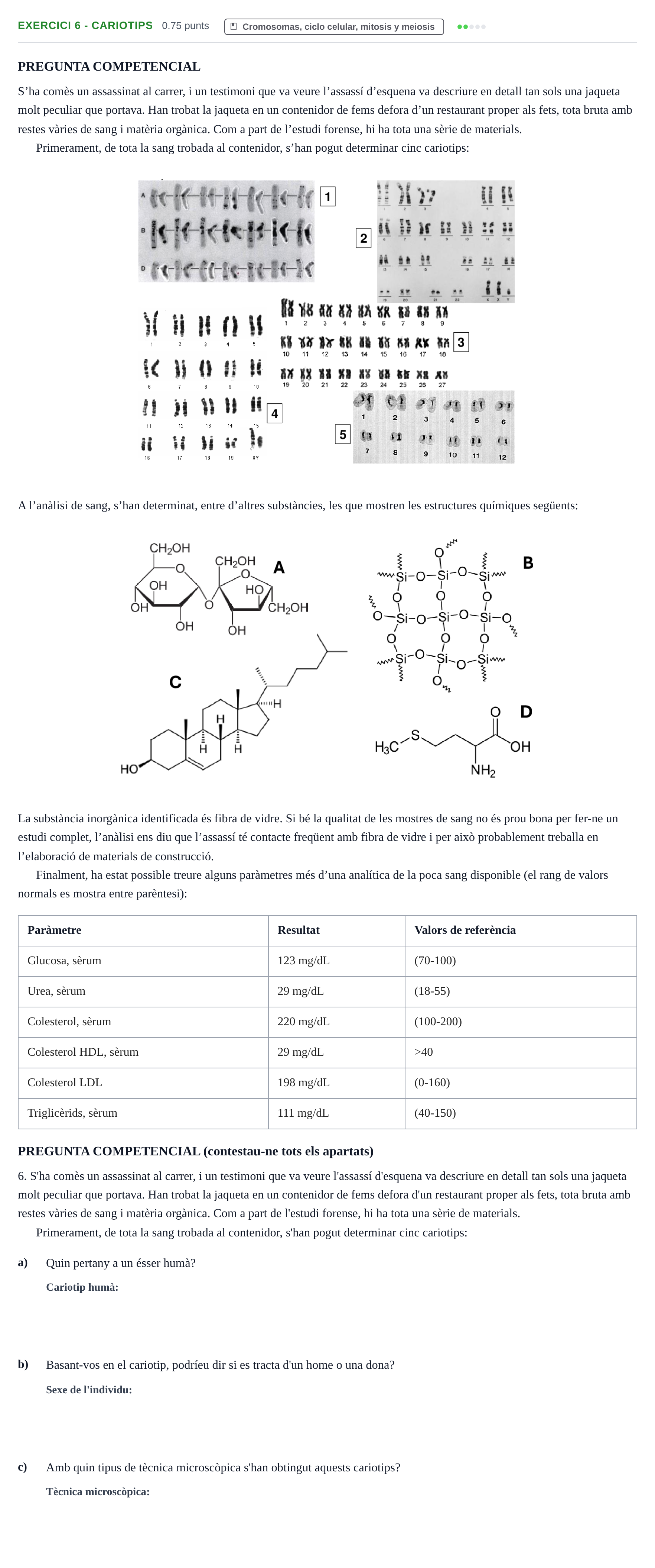 Enunciado: Ejercicio 6 - Cariotips · Biología PAU Baleares Ordinaria 2025