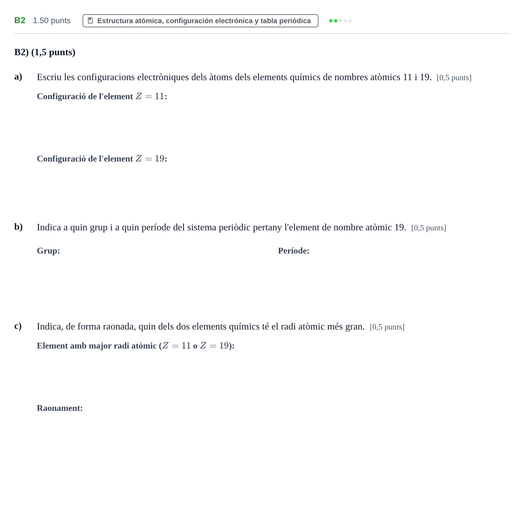 Enunciado: Ejercicio B2 · Ciencias Generales PAU Baleares Ordinaria 2025