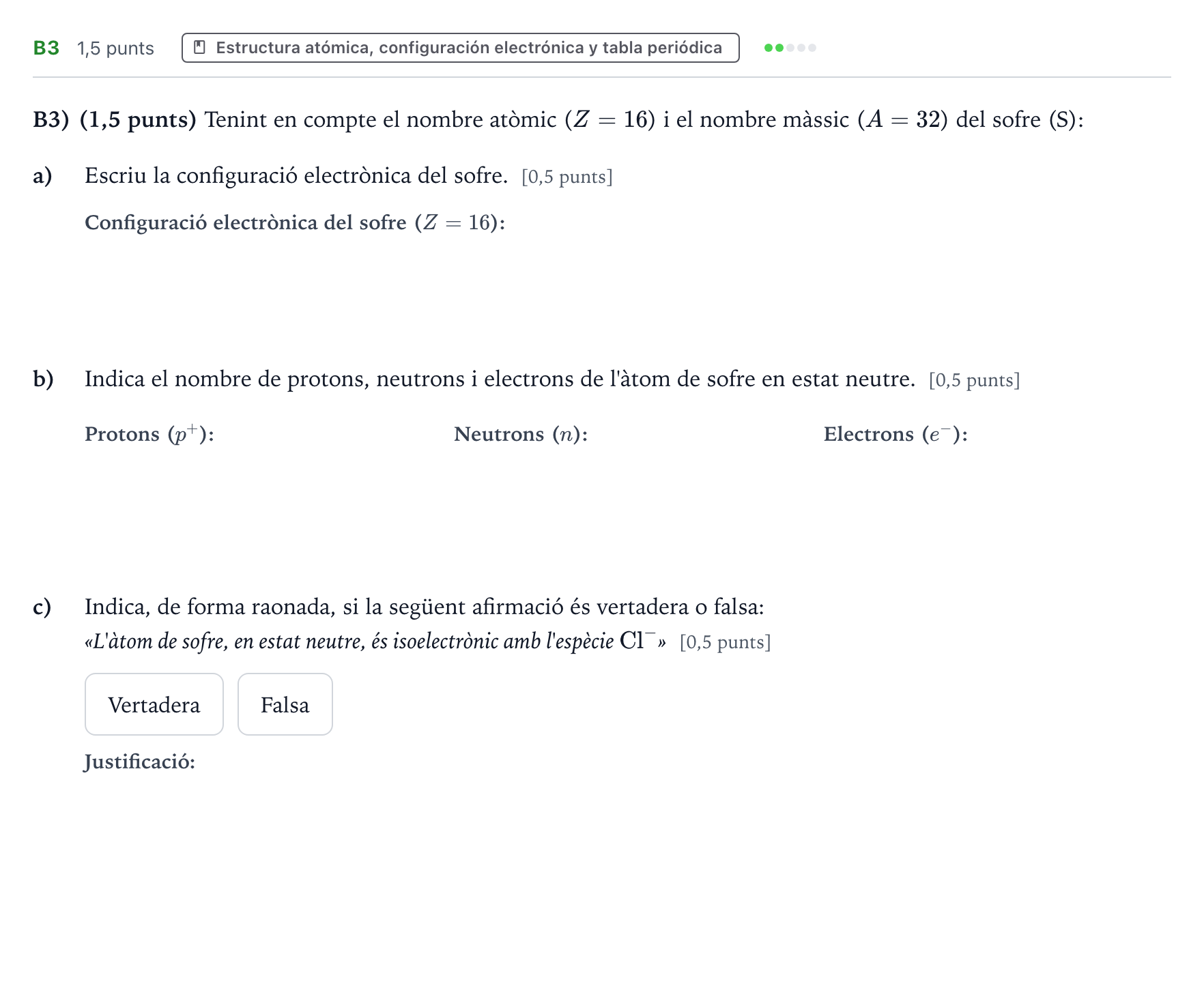 Enunciado: Ejercicio B3 · Ciencias Generales PAU Baleares Ordinaria 2025