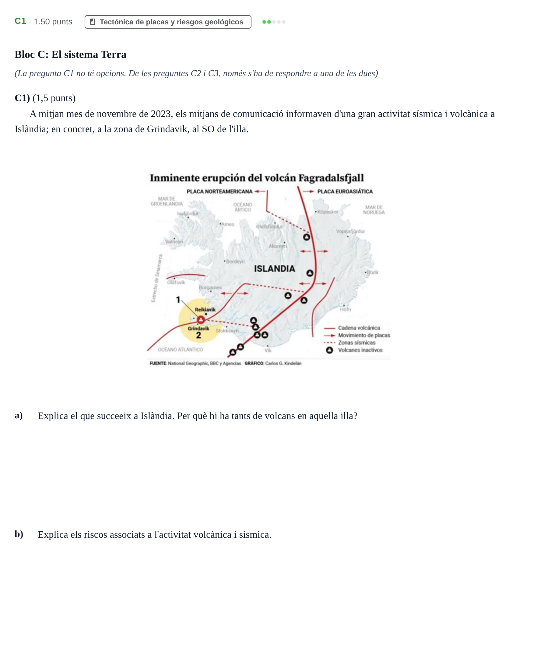 Enunciado: Ejercicio C1 · Ciencias Generales PAU Baleares Ordinaria 2025