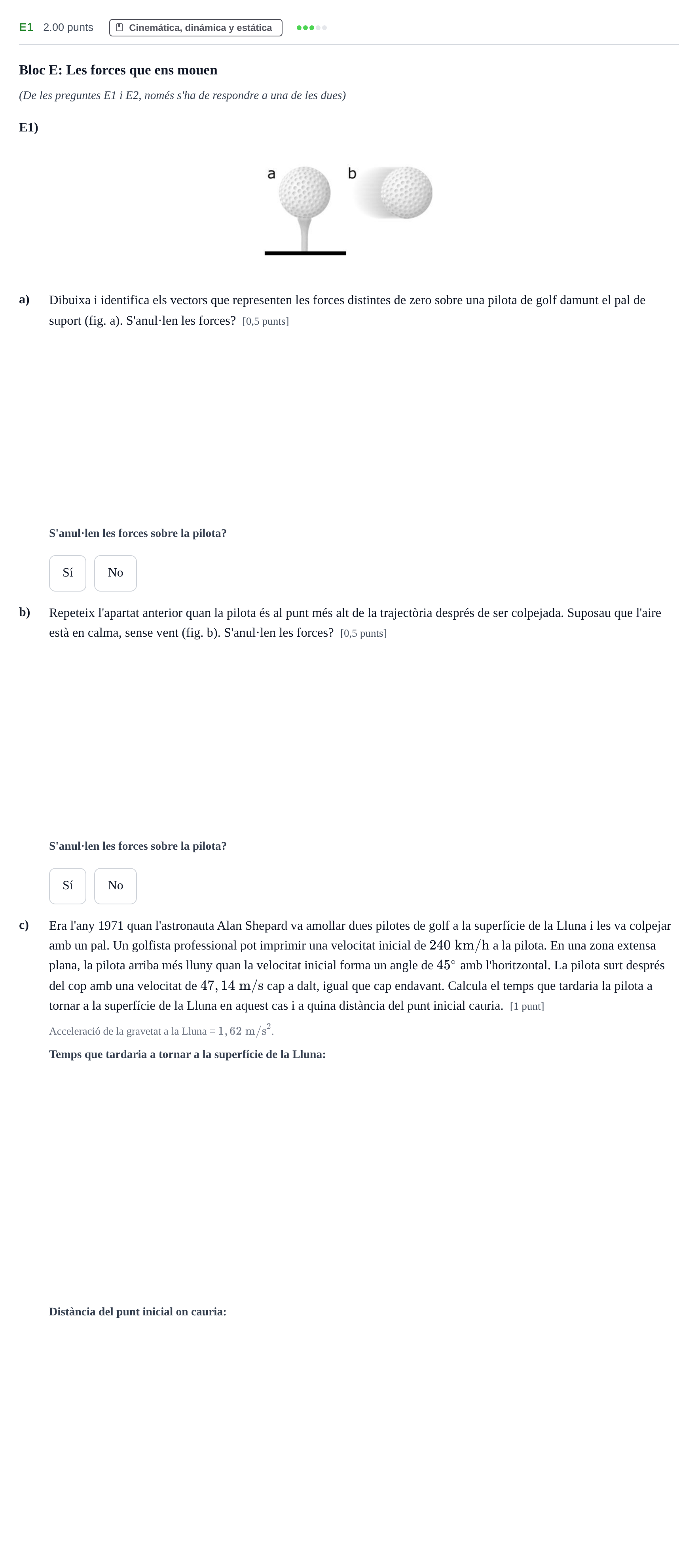 Enunciado: Ejercicio E1 · Ciencias Generales PAU Baleares Ordinaria 2025