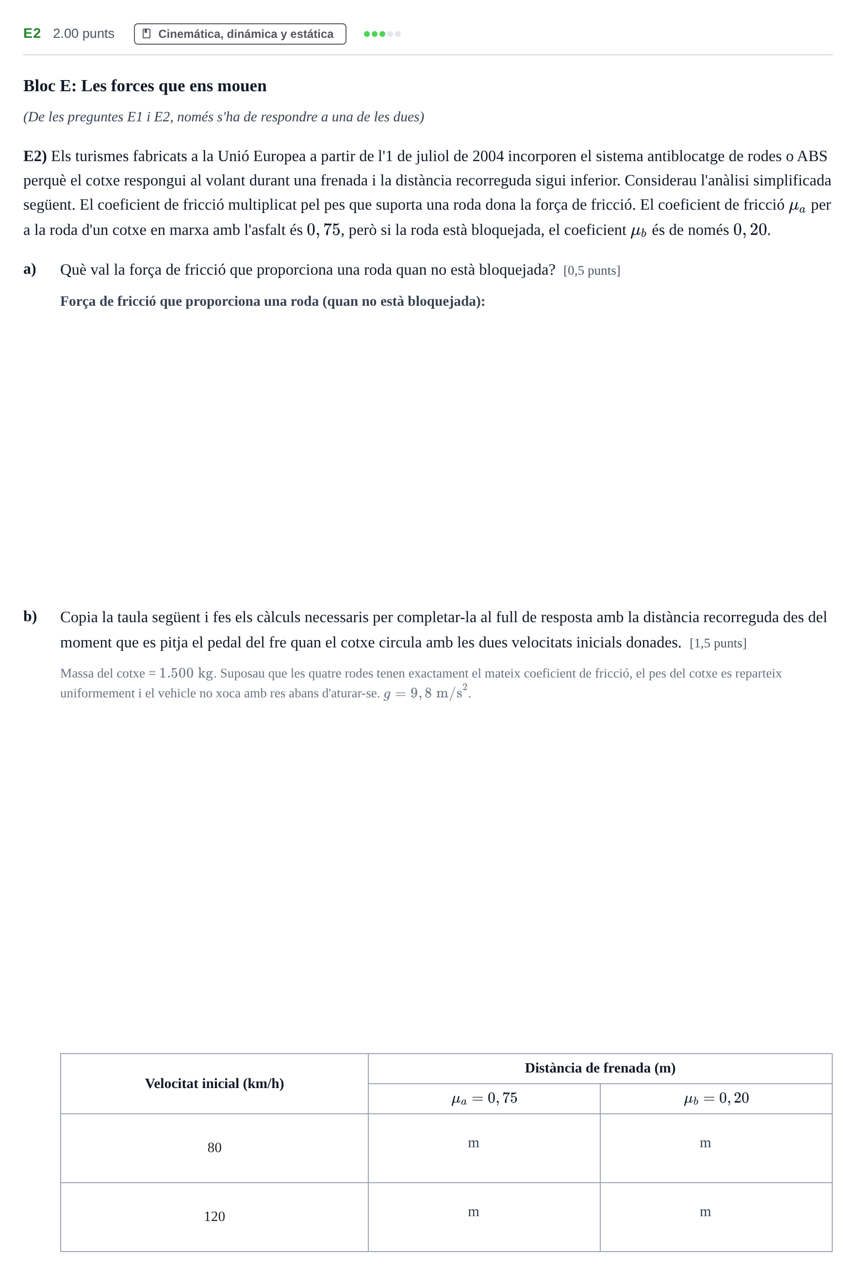 Enunciado: Ejercicio E2 · Ciencias Generales PAU Baleares Ordinaria 2025
