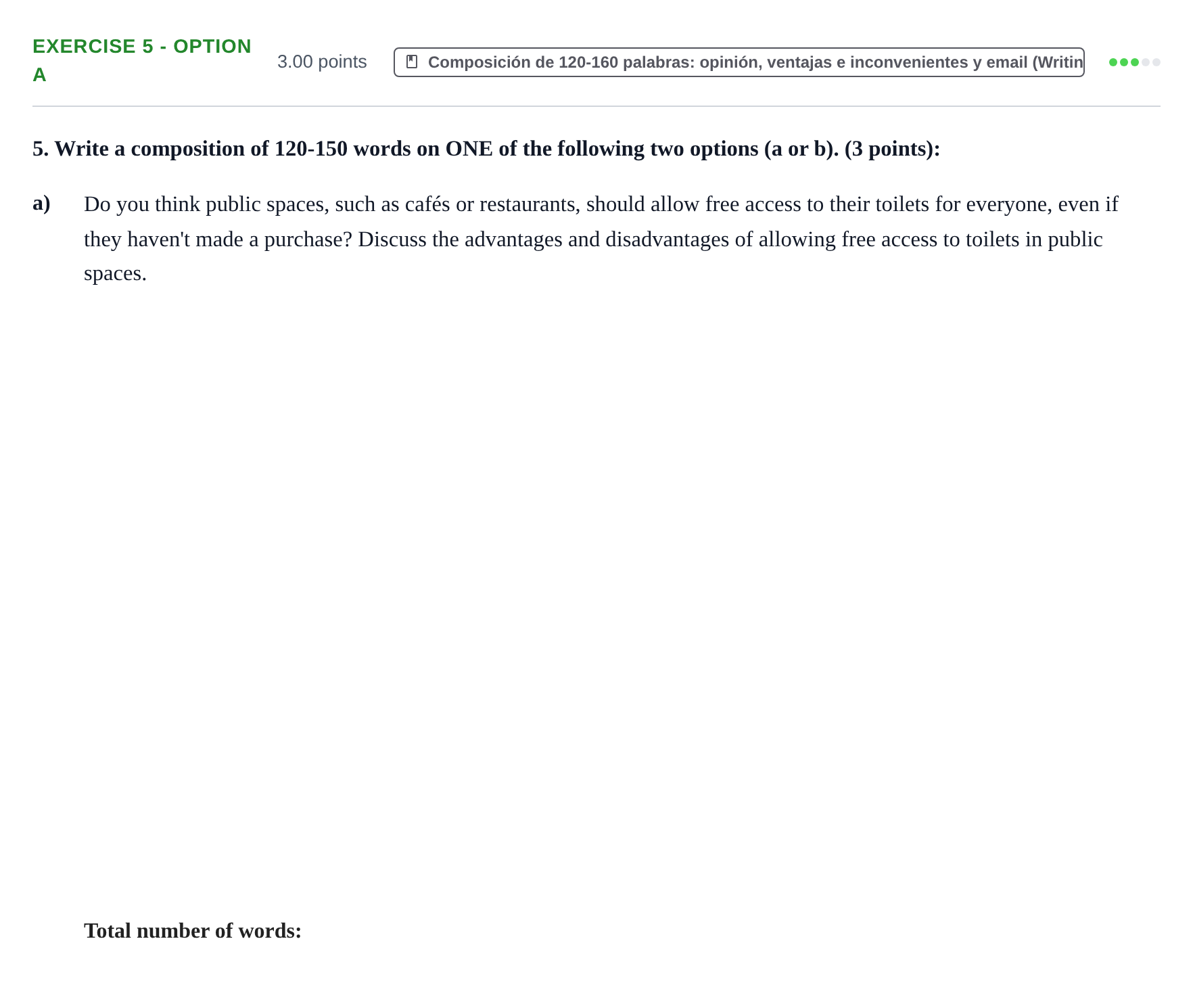 Enunciado: Ejercicio 5 - Option a · Inglés PAU Baleares Ordinaria 2025