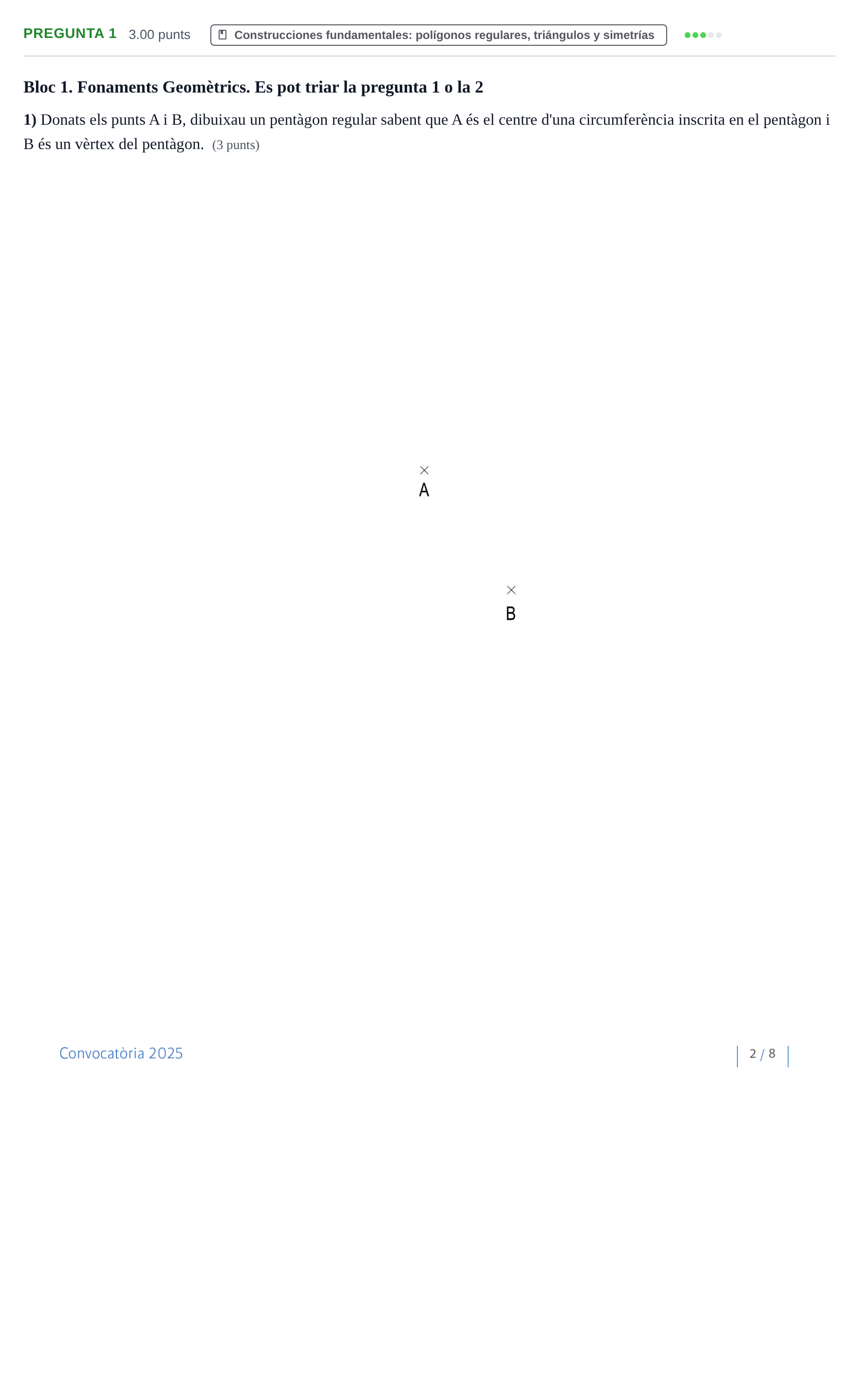 Enunciado: Pregunta 1 · Dibujo técnico II PAU Baleares Ordinaria 2025