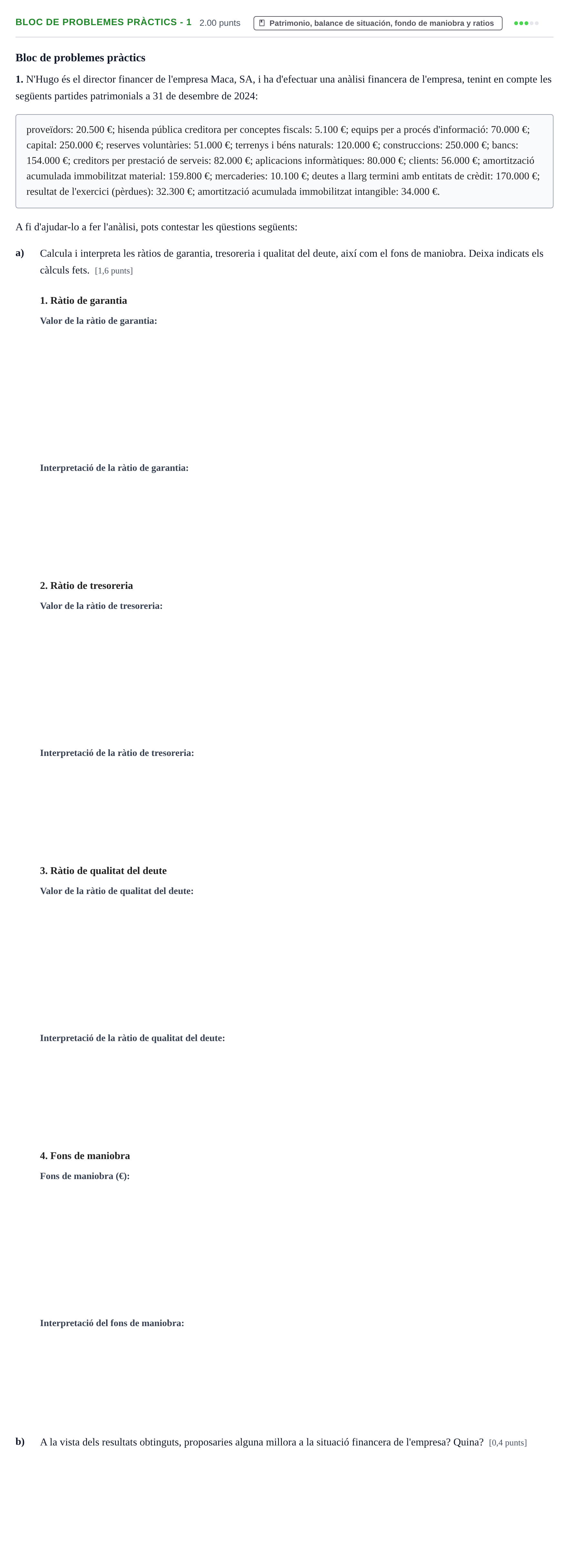 Enunciado: Ejercicio Bloc de problemes pràctics - 1 · Empresa y Diseño de Modelos de Negocio PAU Baleares Ordinaria 2025