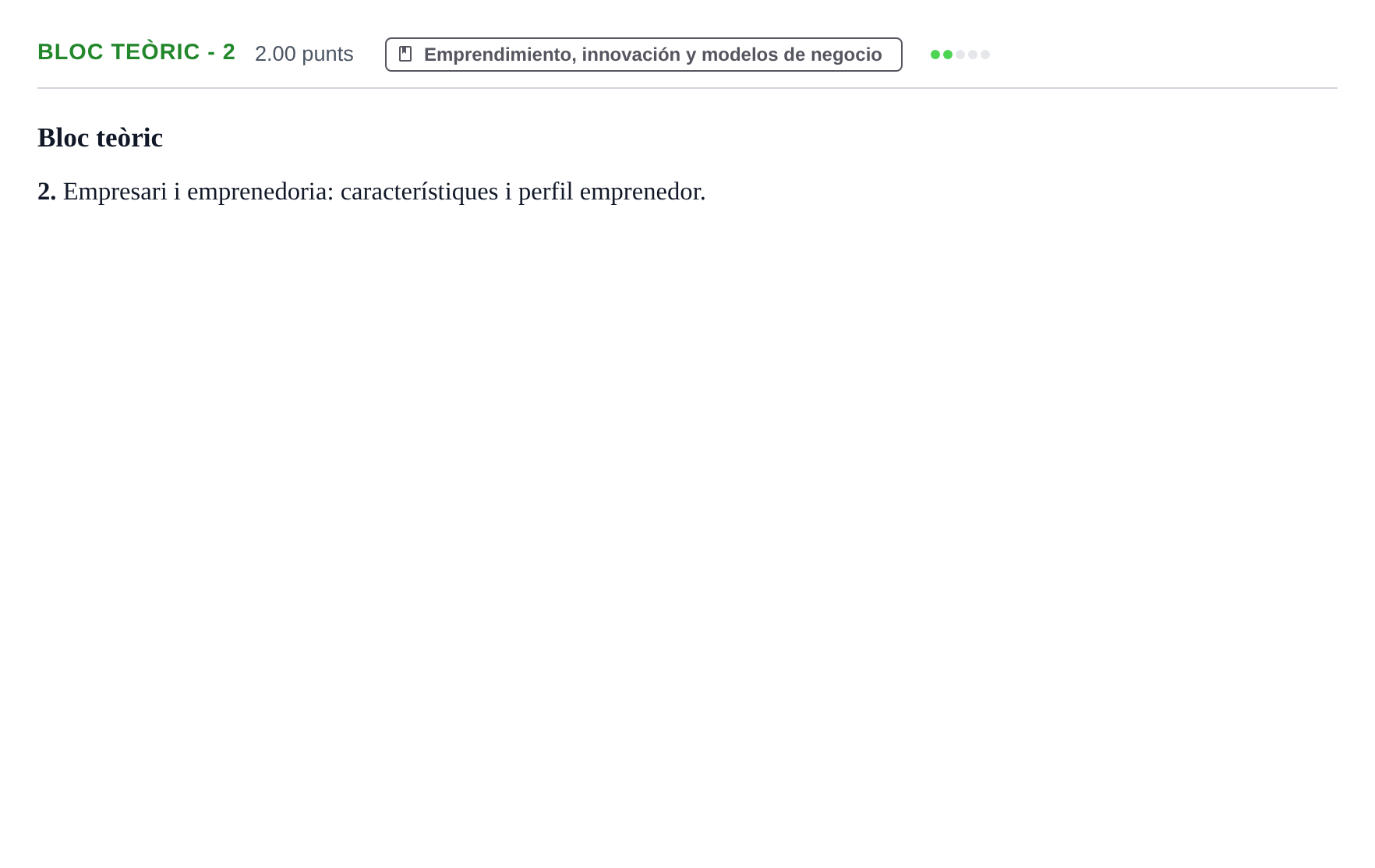 Enunciado: Ejercicio Bloc teòric - 2 · Empresa y Diseño de Modelos de Negocio PAU Baleares Ordinaria 2025