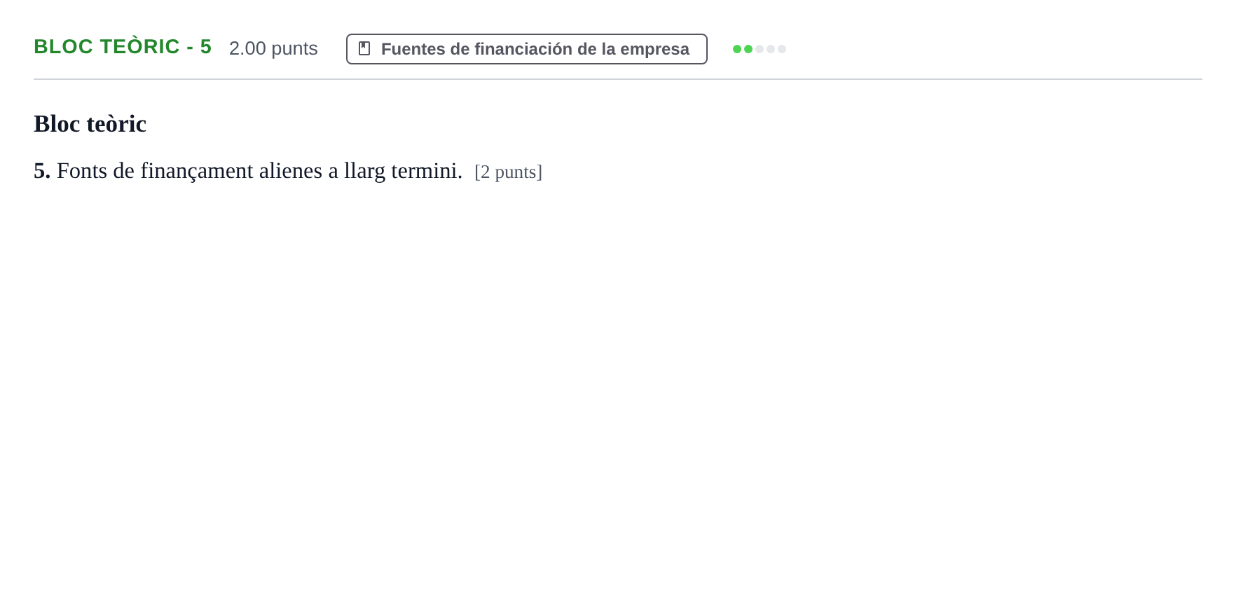 Enunciado: Ejercicio Bloc teòric - 5 · Empresa y Diseño de Modelos de Negocio PAU Baleares Ordinaria 2025