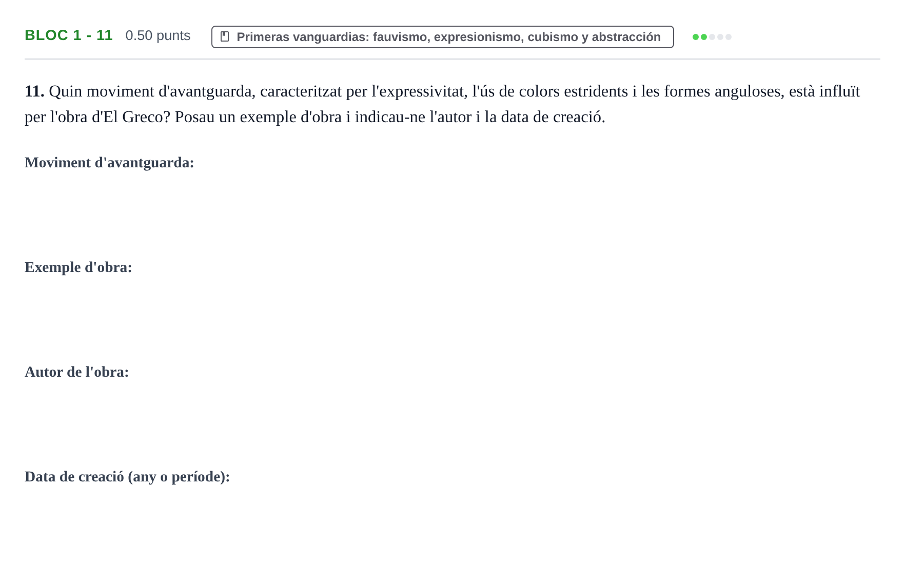 Enunciado: Ejercicio Bloc 1 - 11 · Fundamentos Artísticos PAU Baleares Extraordinaria 2025