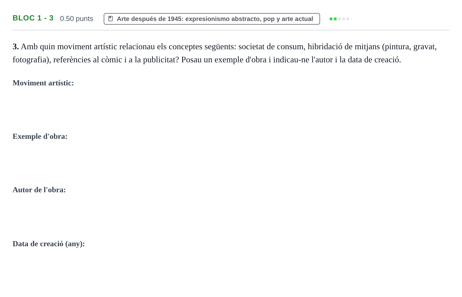 Enunciado: Ejercicio Bloc 1 - 3 · Fundamentos Artísticos PAU Baleares Extraordinaria 2025