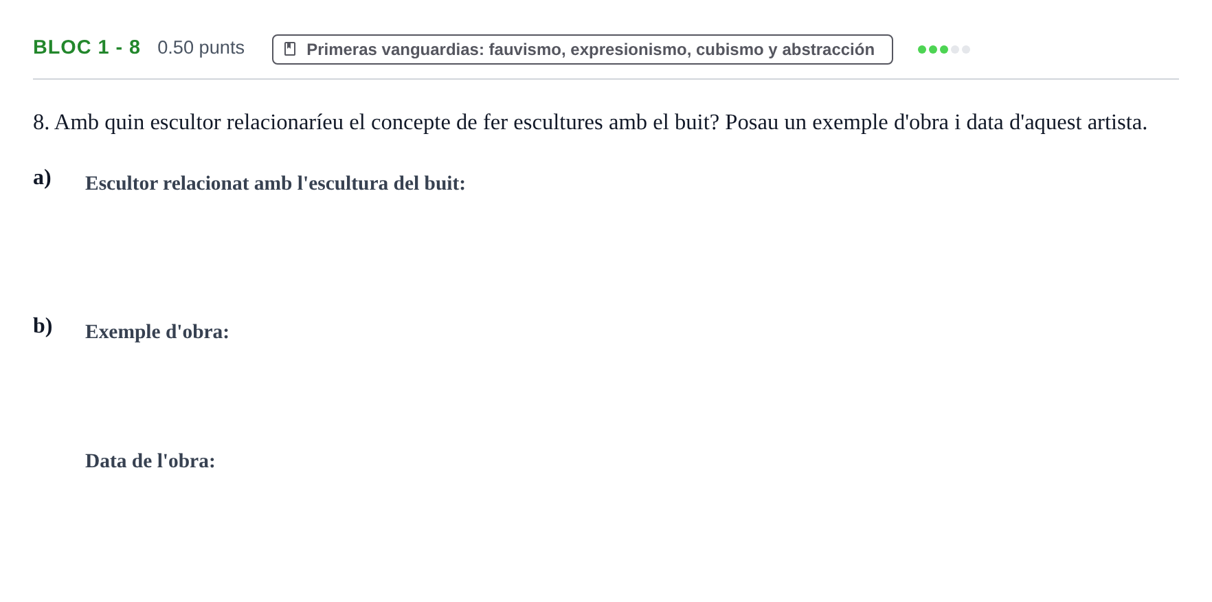 Enunciado: Ejercicio Bloc 1 - 8 · Fundamentos Artísticos PAU Baleares Extraordinaria 2025