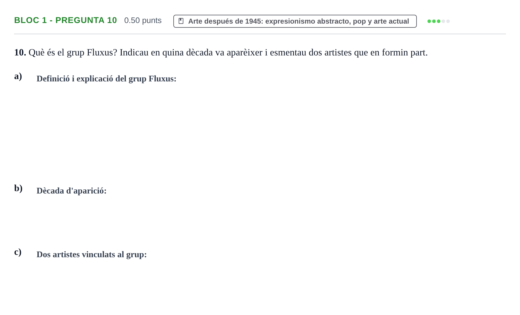 Enunciado: Ejercicio Bloc 1 - Pregunta 10 · Fundamentos Artísticos PAU Baleares Ordinaria 2025