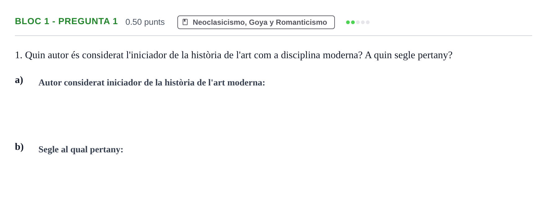 Enunciado: Ejercicio Bloc 1 - Pregunta 1 · Fundamentos Artísticos PAU Baleares Ordinaria 2025