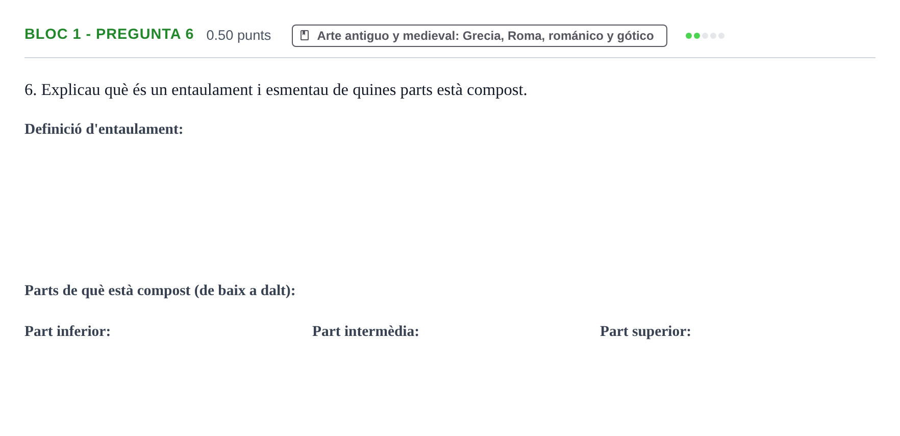 Enunciado: Ejercicio Bloc 1 - Pregunta 6 · Fundamentos Artísticos PAU Baleares Ordinaria 2025
