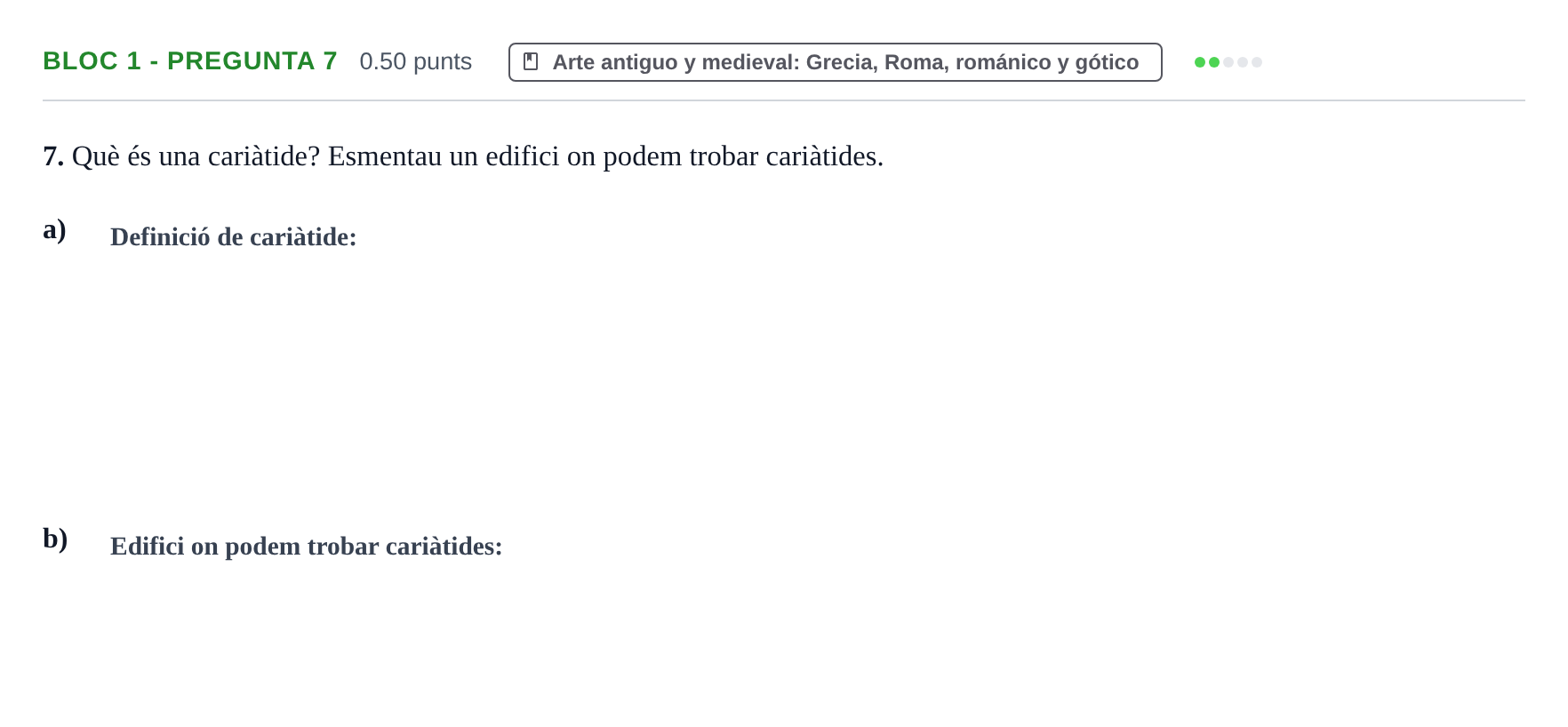 Enunciado: Ejercicio Bloc 1 - Pregunta 7 · Fundamentos Artísticos PAU Baleares Ordinaria 2025