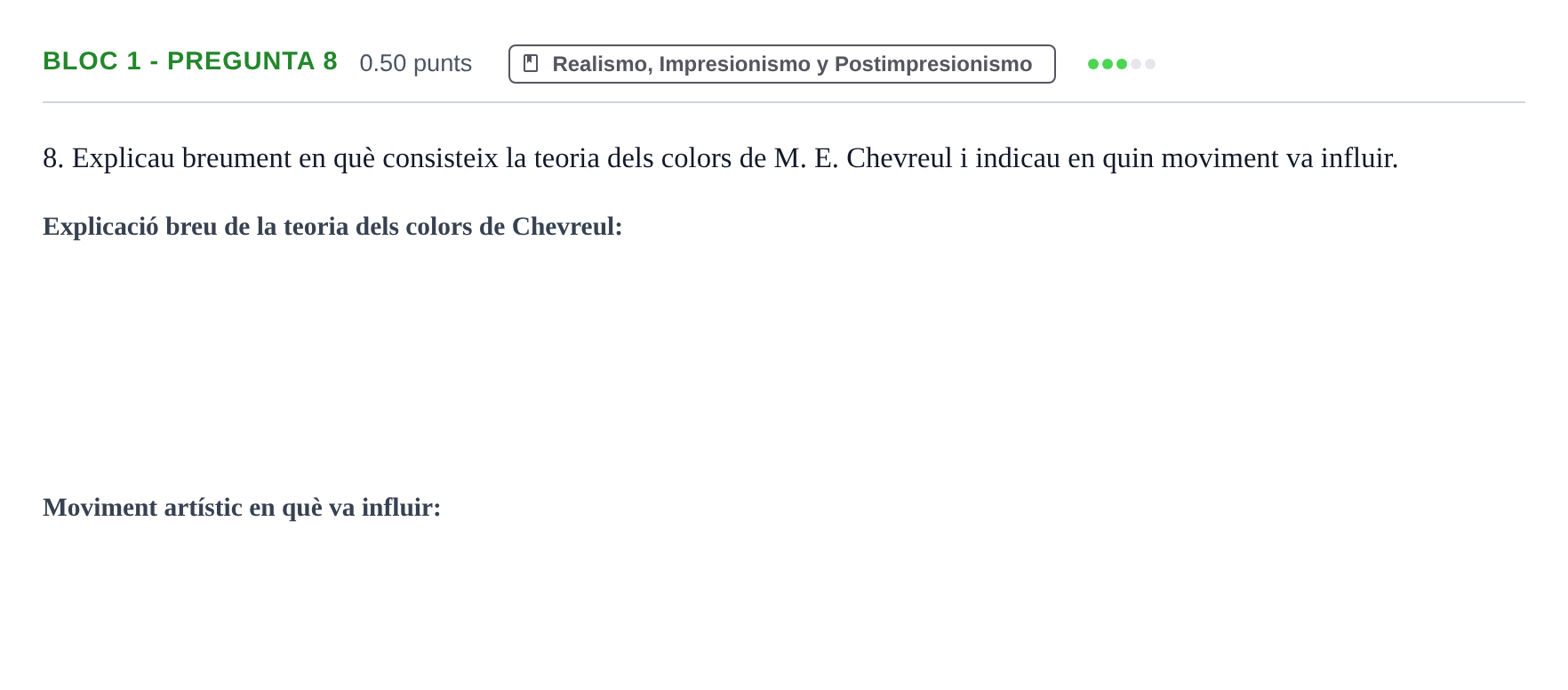Enunciado: Ejercicio Bloc 1 - Pregunta 8 · Fundamentos Artísticos PAU Baleares Ordinaria 2025