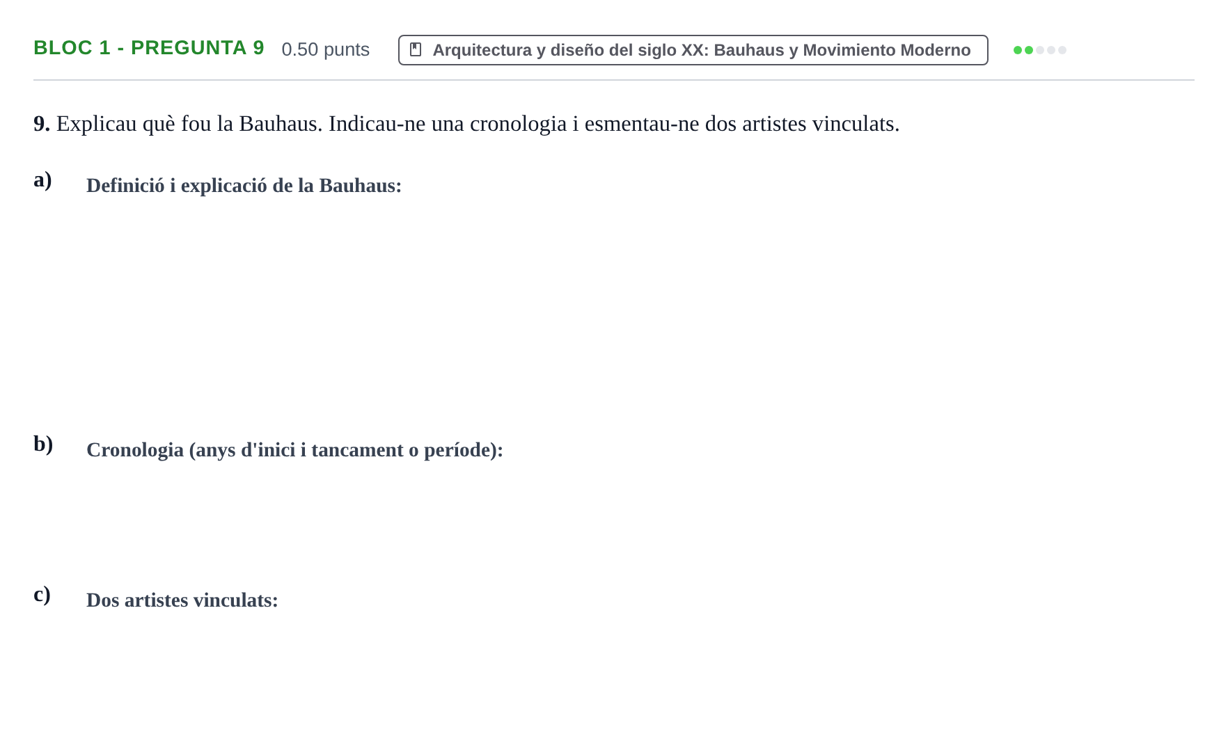 Enunciado: Ejercicio Bloc 1 - Pregunta 9 · Fundamentos Artísticos PAU Baleares Ordinaria 2025