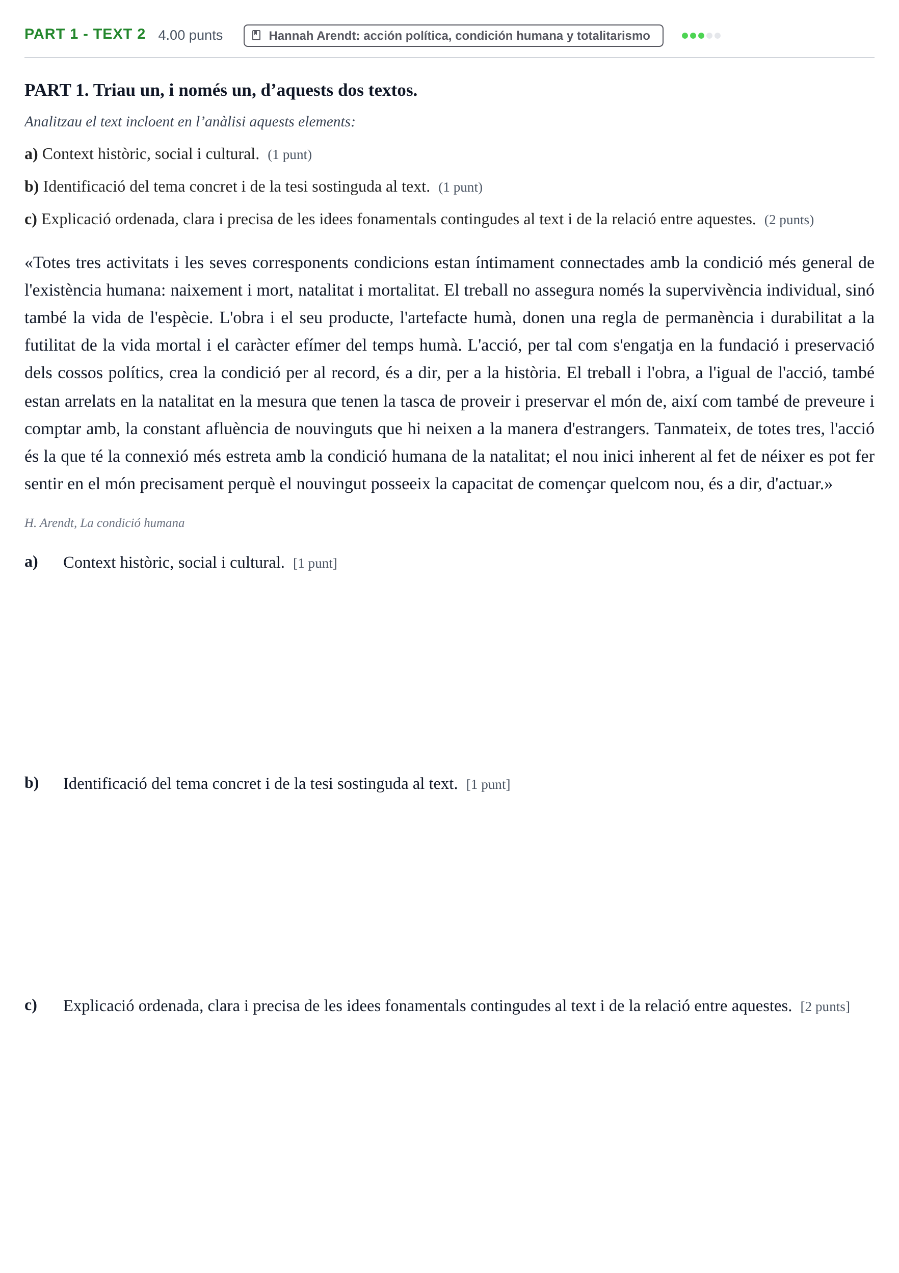 Enunciado: Part 1 - Text 2 · Historia de la Filosofía PAU Baleares Ordinaria 2025