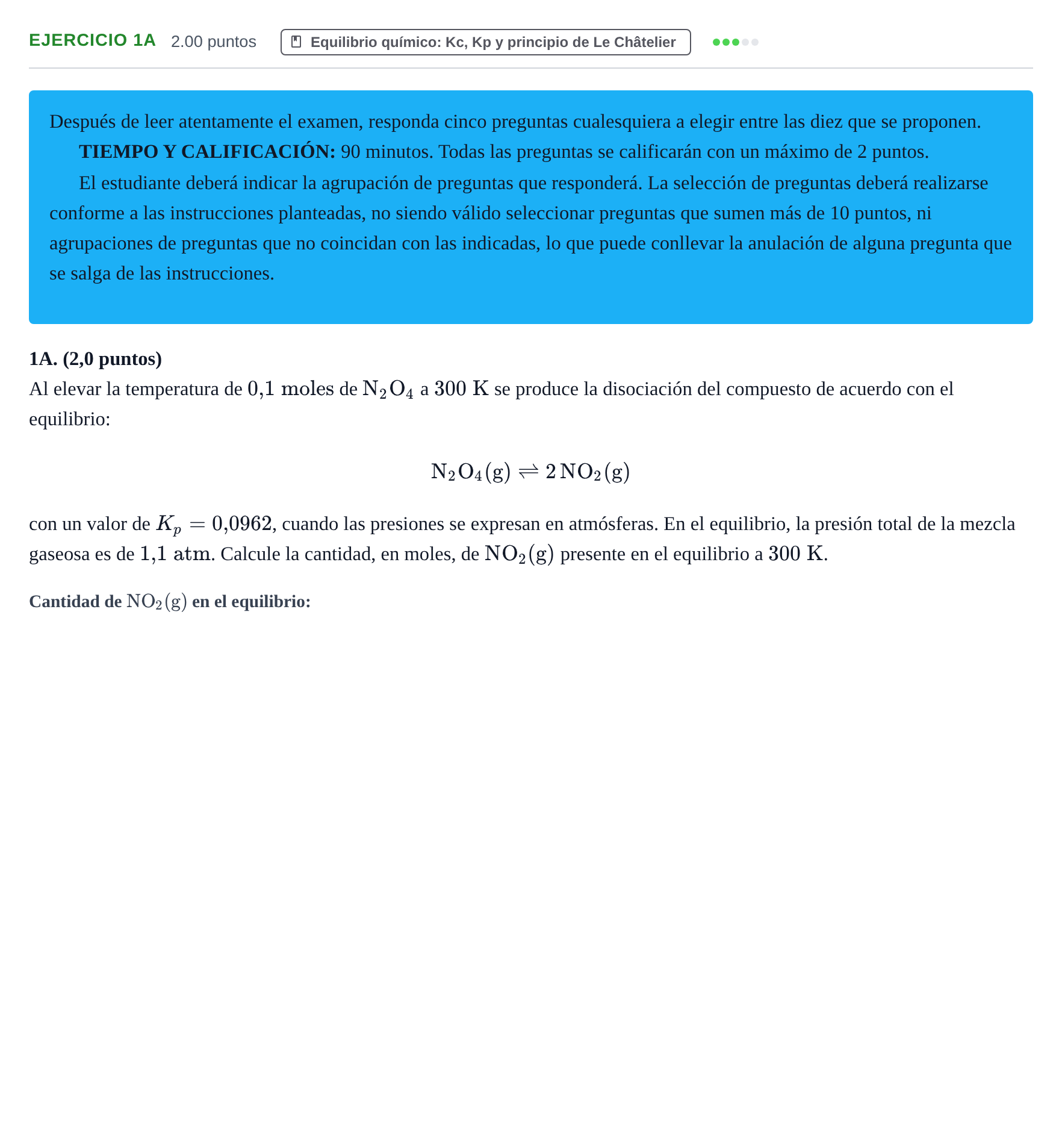 Enunciado: Ejercicio 1A · Química PAU Asturias Ordinaria 2021
