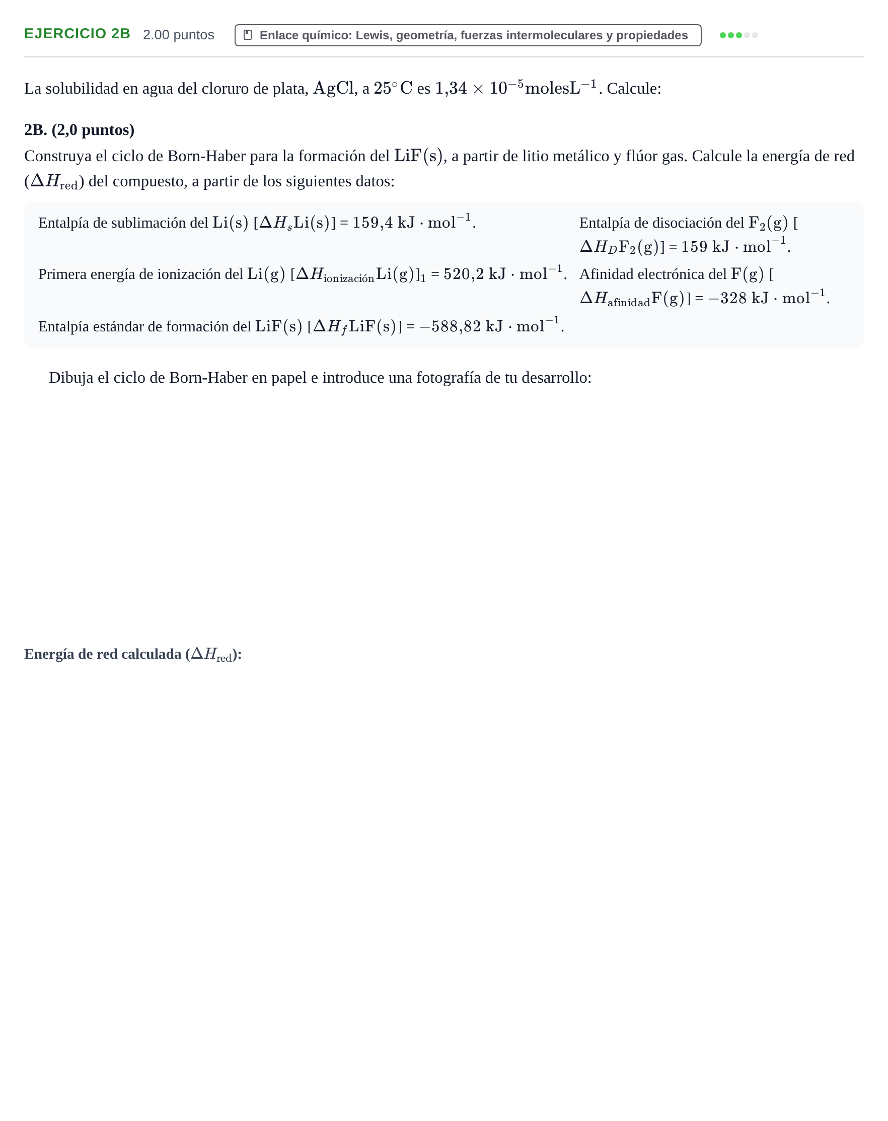 Enunciado: Ejercicio 2B · Química PAU Asturias Ordinaria 2021