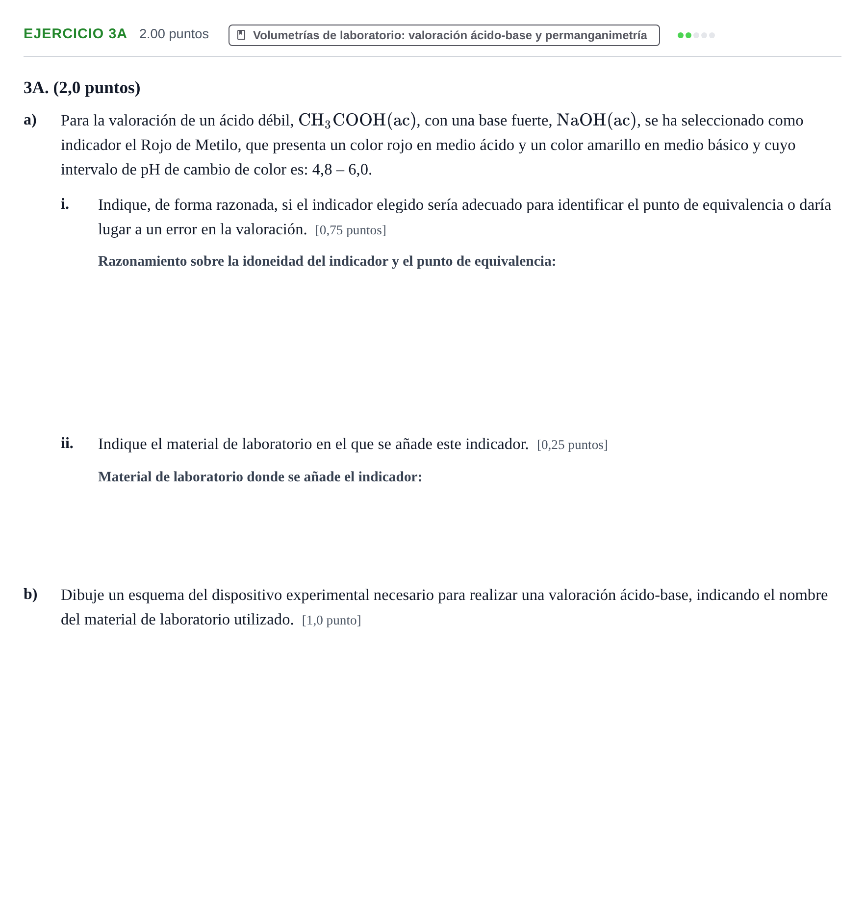 Enunciado: Ejercicio 3A · Química PAU Asturias Ordinaria 2021