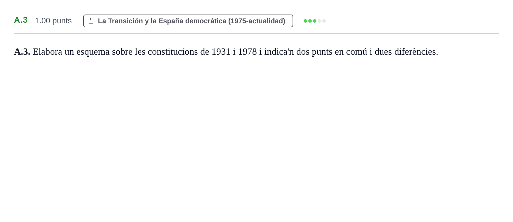 Enunciado: Ejercicio A.3 · Historia de España PAU Baleares Ordinaria 2025