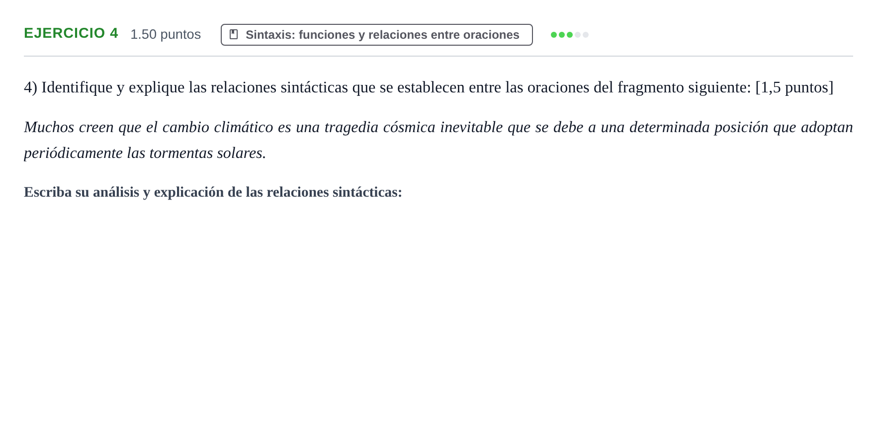 Enunciado: Problema 4 · Lengua Castellana y Literatura II PAU Baleares Extraordinaria 2025