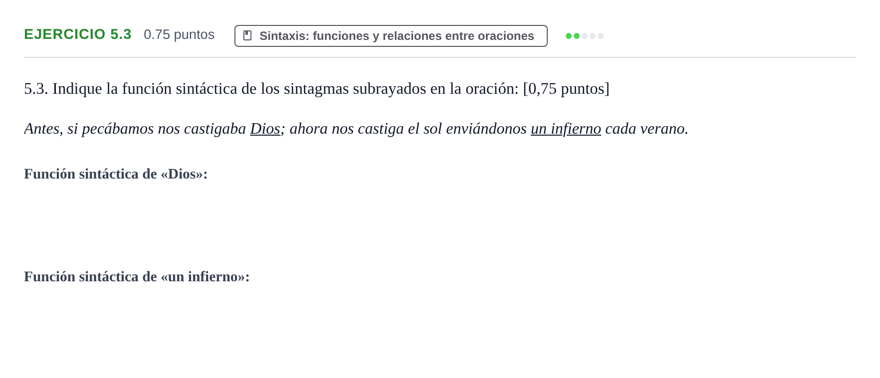 Enunciado: Ejercicio 5.3 · Lengua Castellana y Literatura II PAU Baleares Extraordinaria 2025