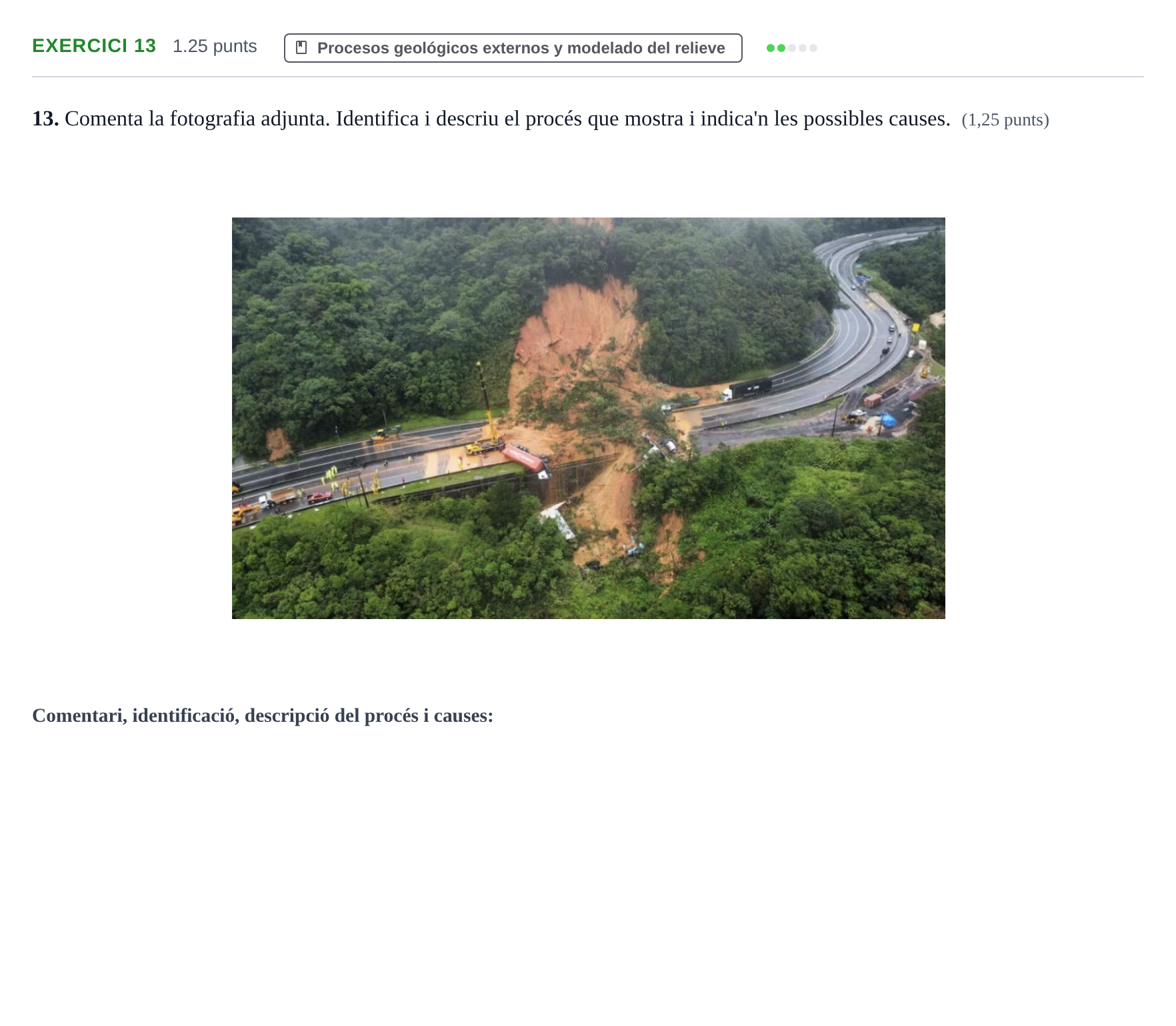 Enunciado: Problema 13 · Geología y Ciencias Ambientales PAU Baleares Extraordinaria 2025