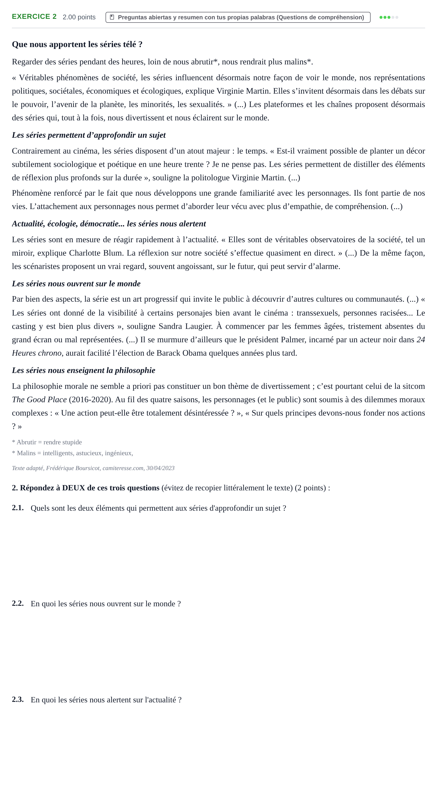 Enunciado: Problema 2 · Francés PAU Baleares Ordinaria 2025