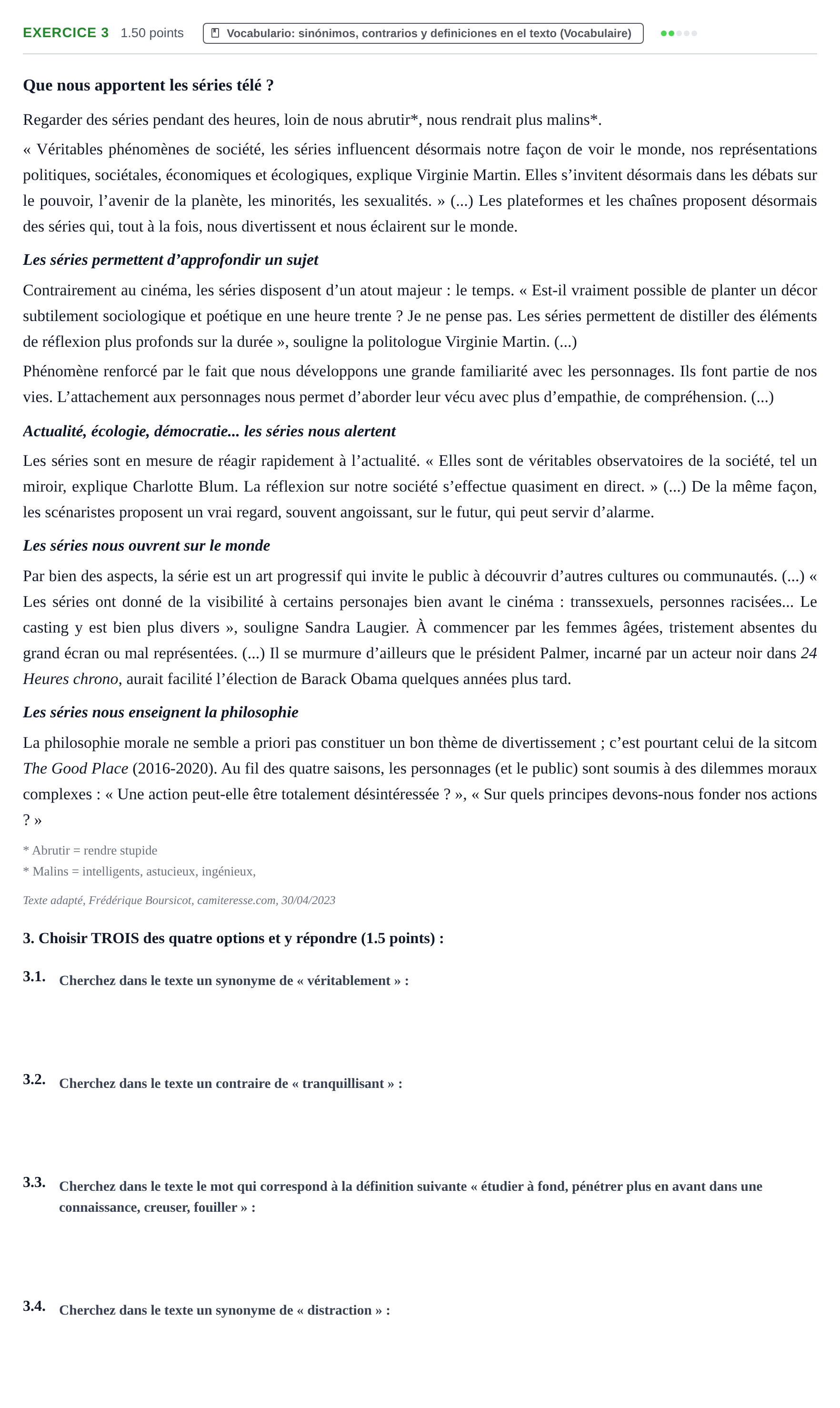 Enunciado: Problema 3 · Francés PAU Baleares Ordinaria 2025