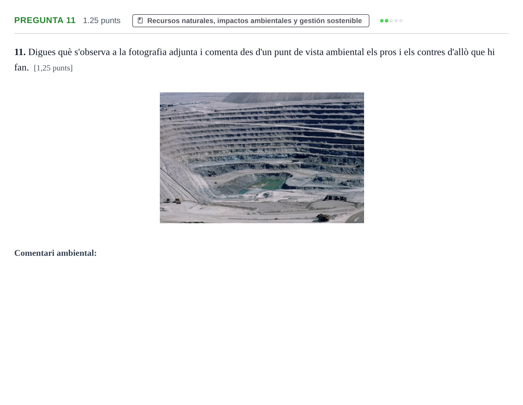 Enunciado: Pregunta 11 · Geología y Ciencias Ambientales PAU Baleares Ordinaria 2025