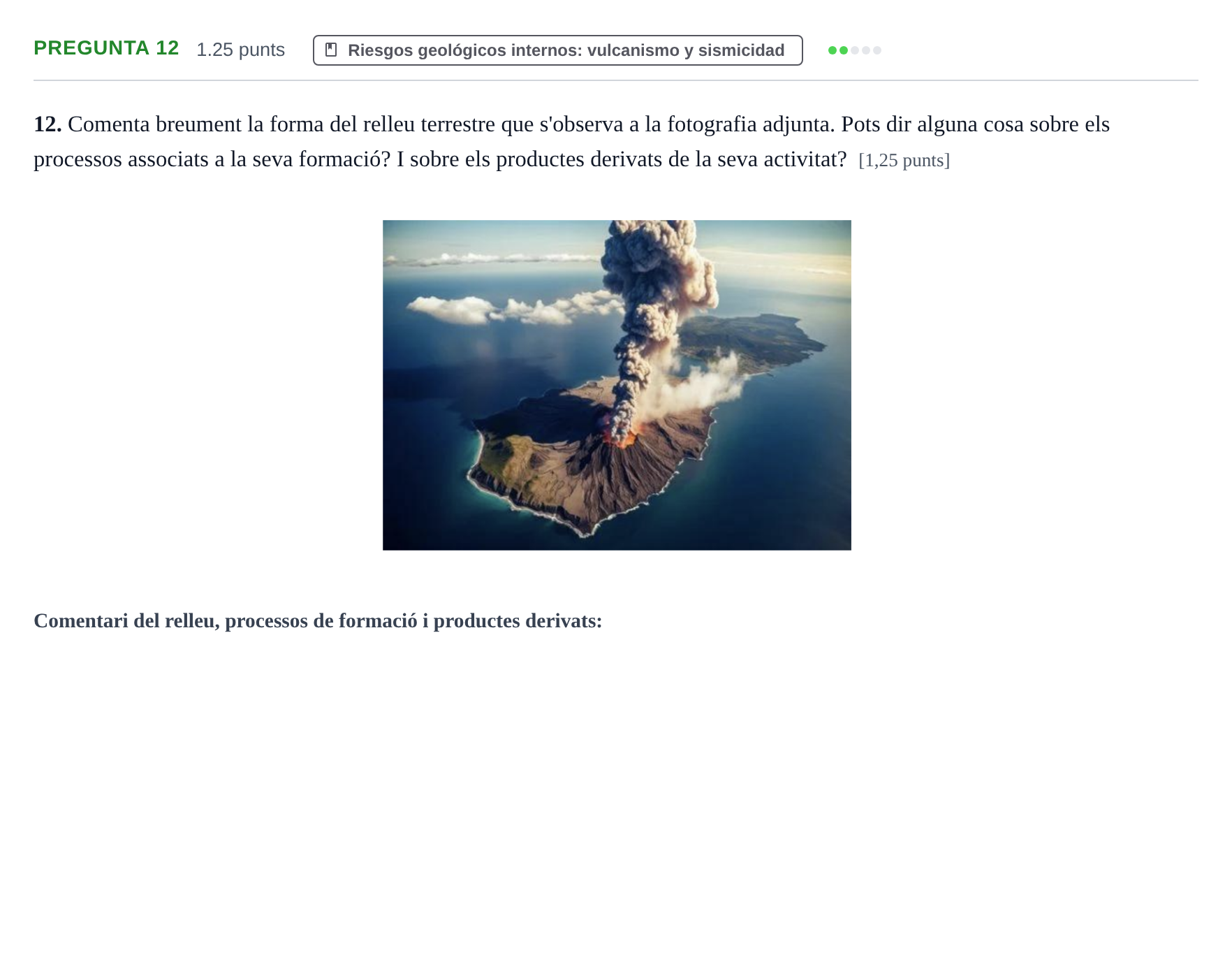 Enunciado: Pregunta 12 · Geología y Ciencias Ambientales PAU Baleares Ordinaria 2025