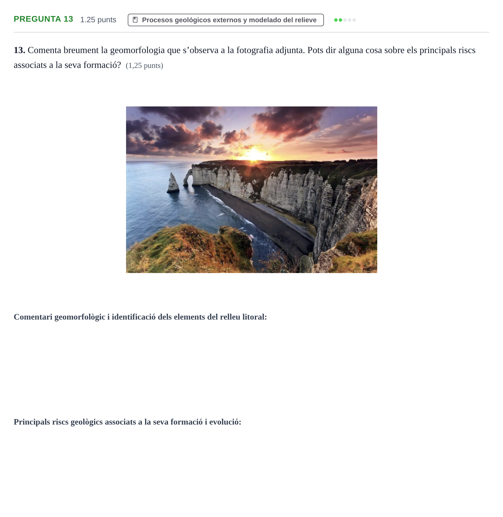 Enunciado: Pregunta 13 · Geología y Ciencias Ambientales PAU Baleares Ordinaria 2025