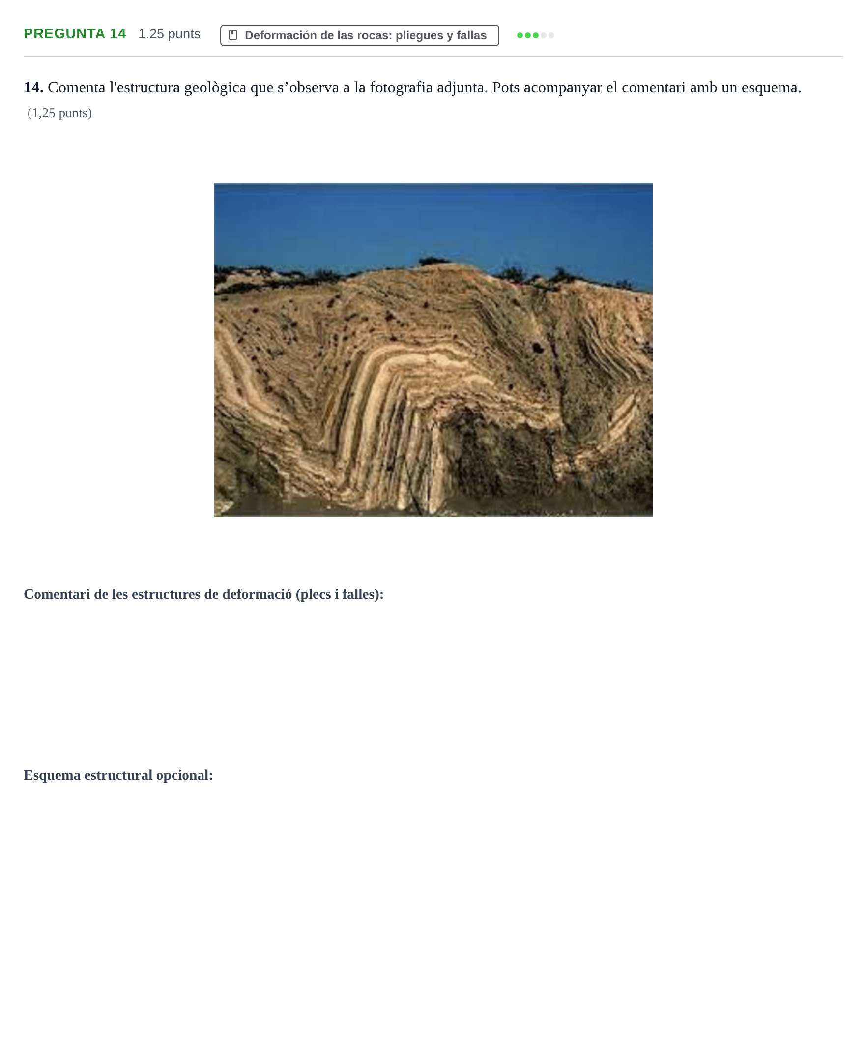 Enunciado: Pregunta 14 · Geología y Ciencias Ambientales PAU Baleares Ordinaria 2025