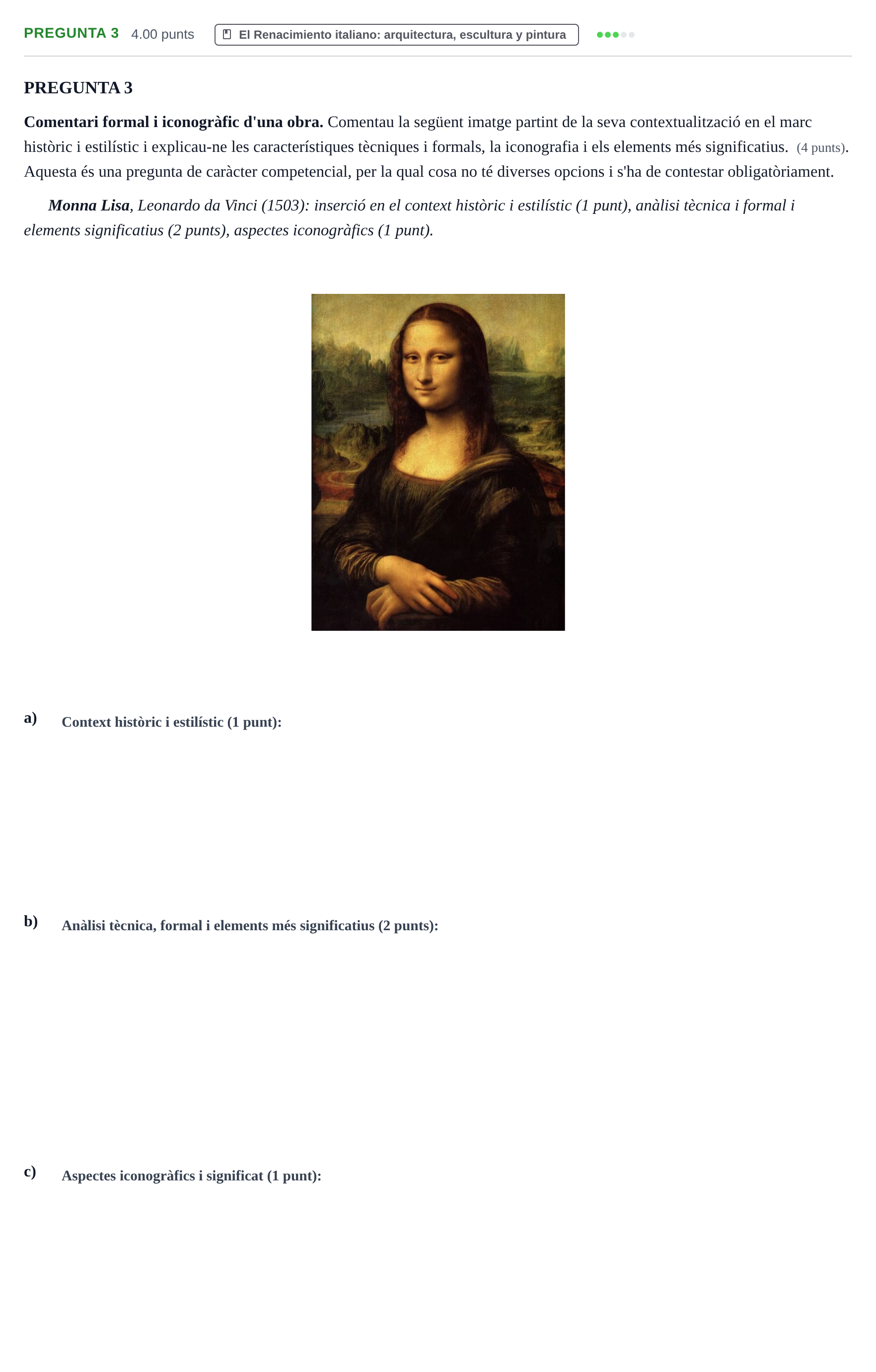 Enunciado: Pregunta 3 · Historia del Arte PAU Baleares Ordinaria 2025