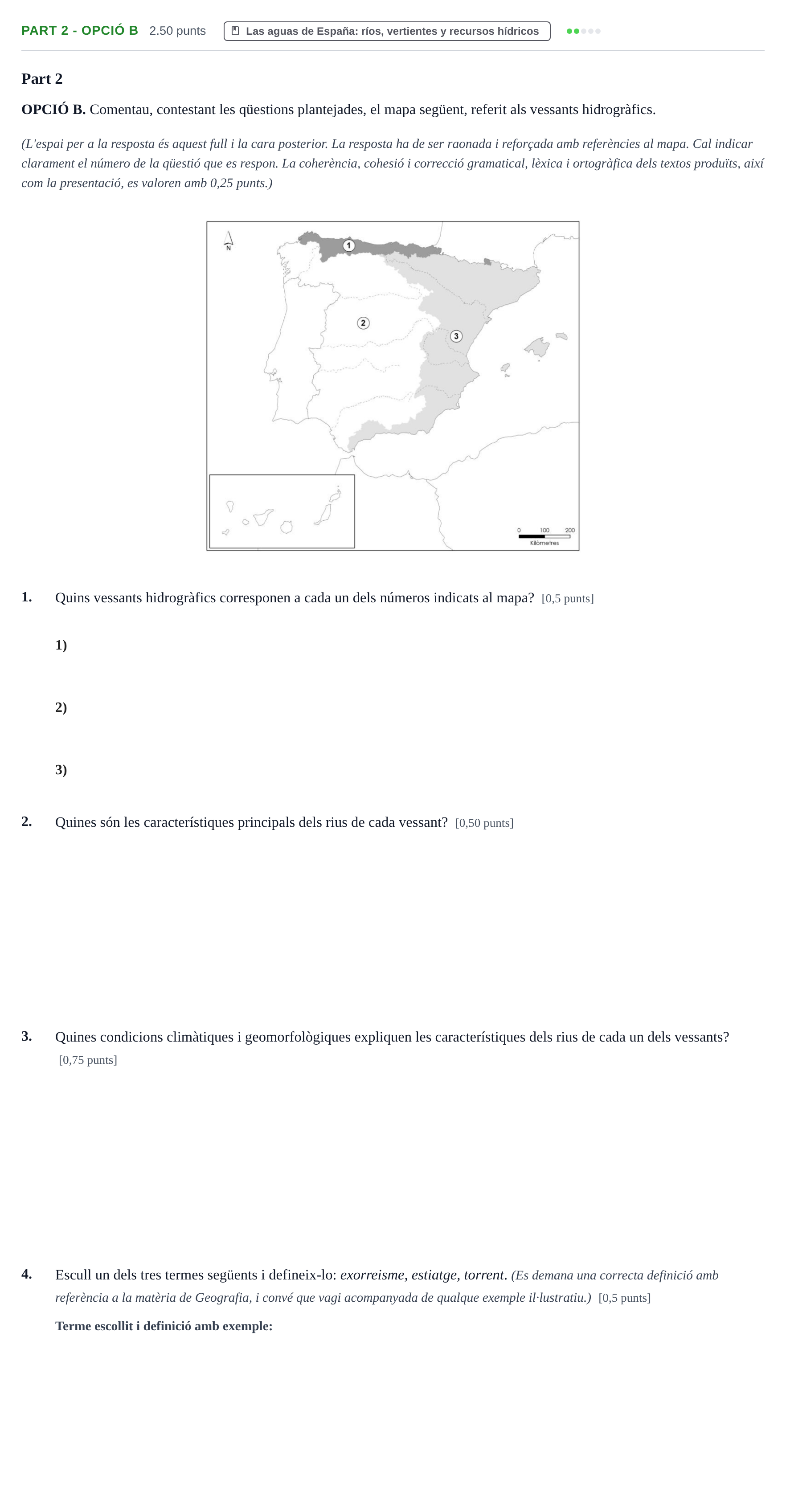 Enunciado: Part 2 - Opció B · Geografía PAU Baleares Ordinaria 2025