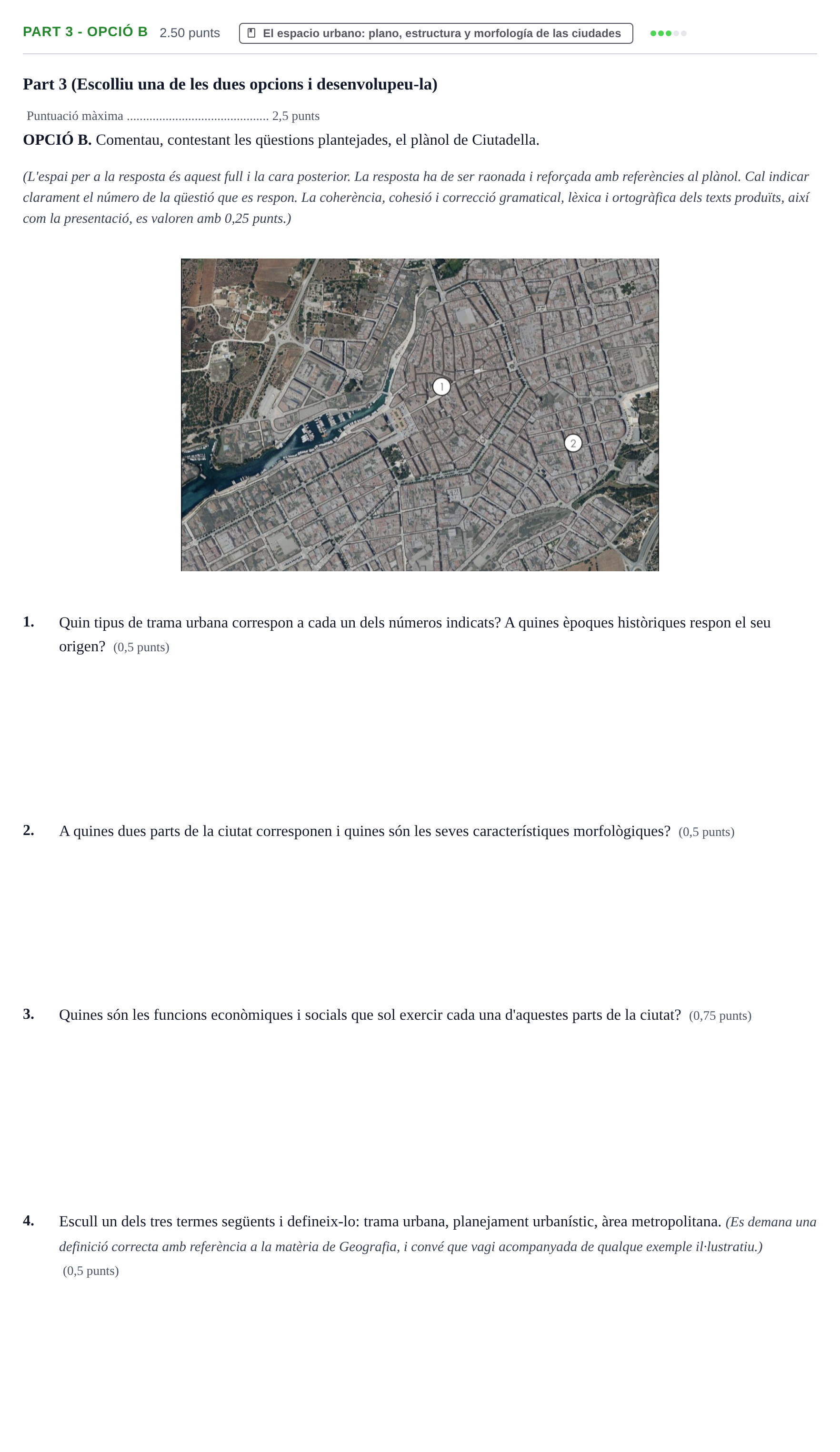 Enunciado: Part 3 - Opció B · Geografía PAU Baleares Ordinaria 2025