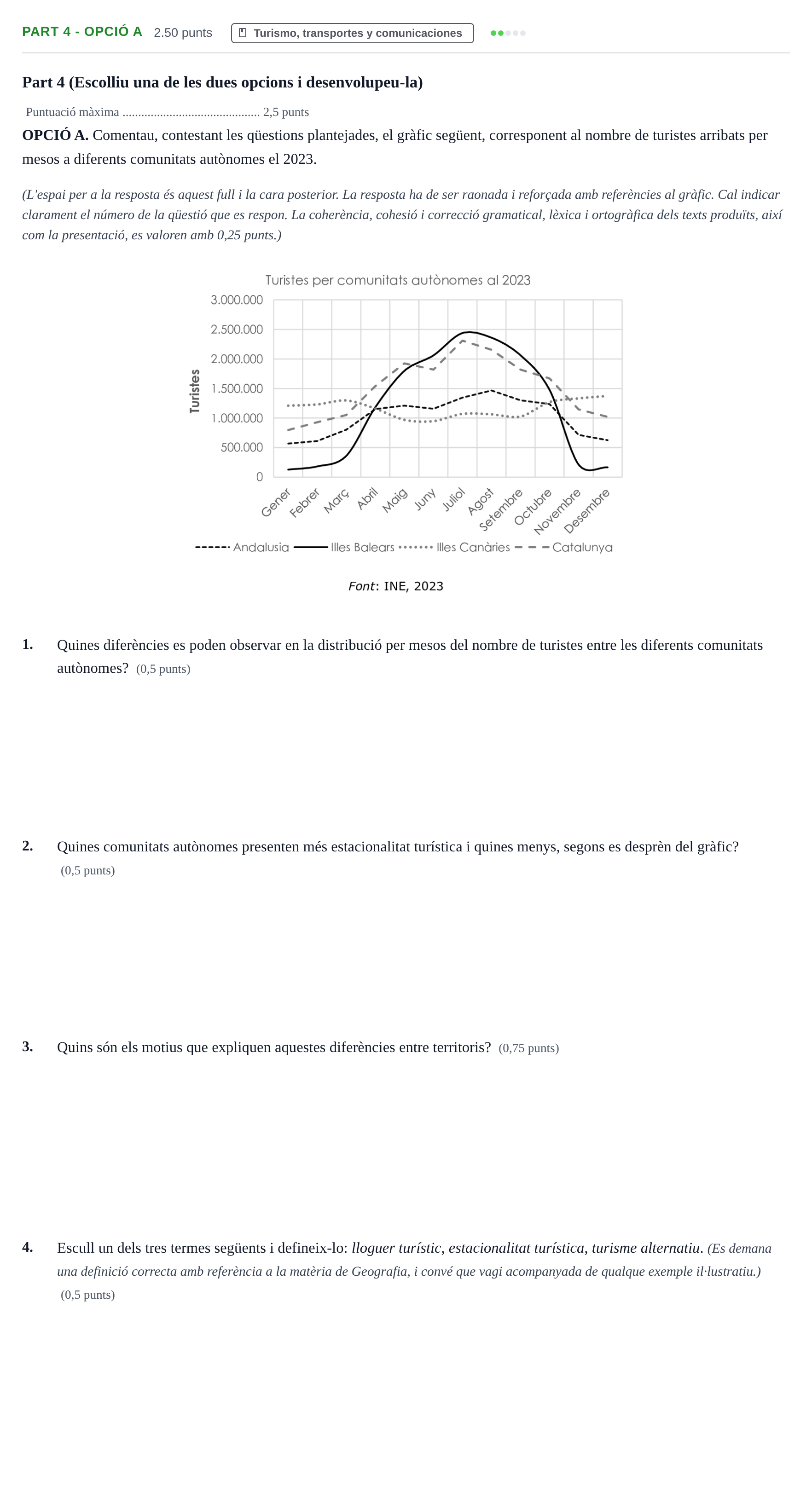 Enunciado: Part 4 - Opció A · Geografía PAU Baleares Extraordinaria 2025