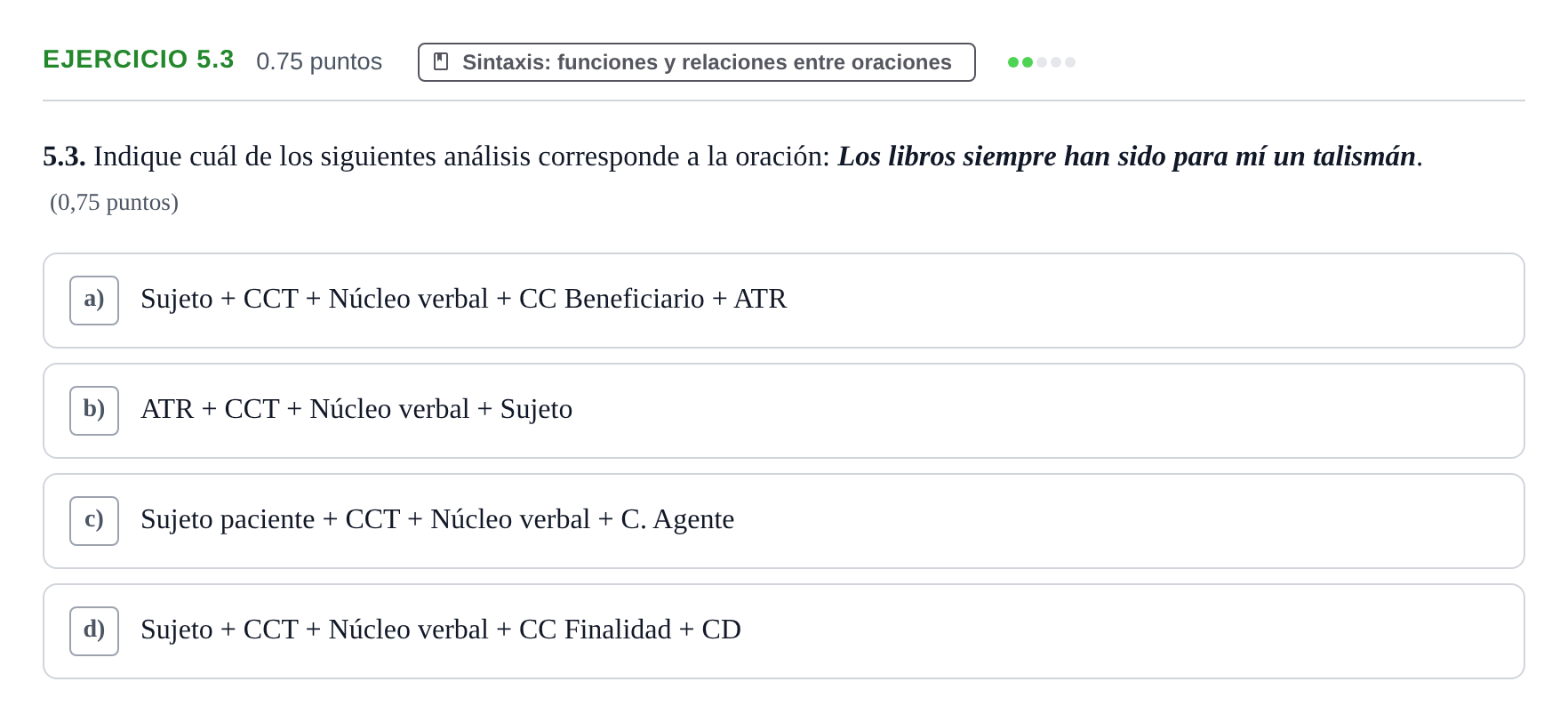 Enunciado: Ejercicio 5.3 · Lengua Castellana y Literatura II PAU Baleares Ordinaria 2025