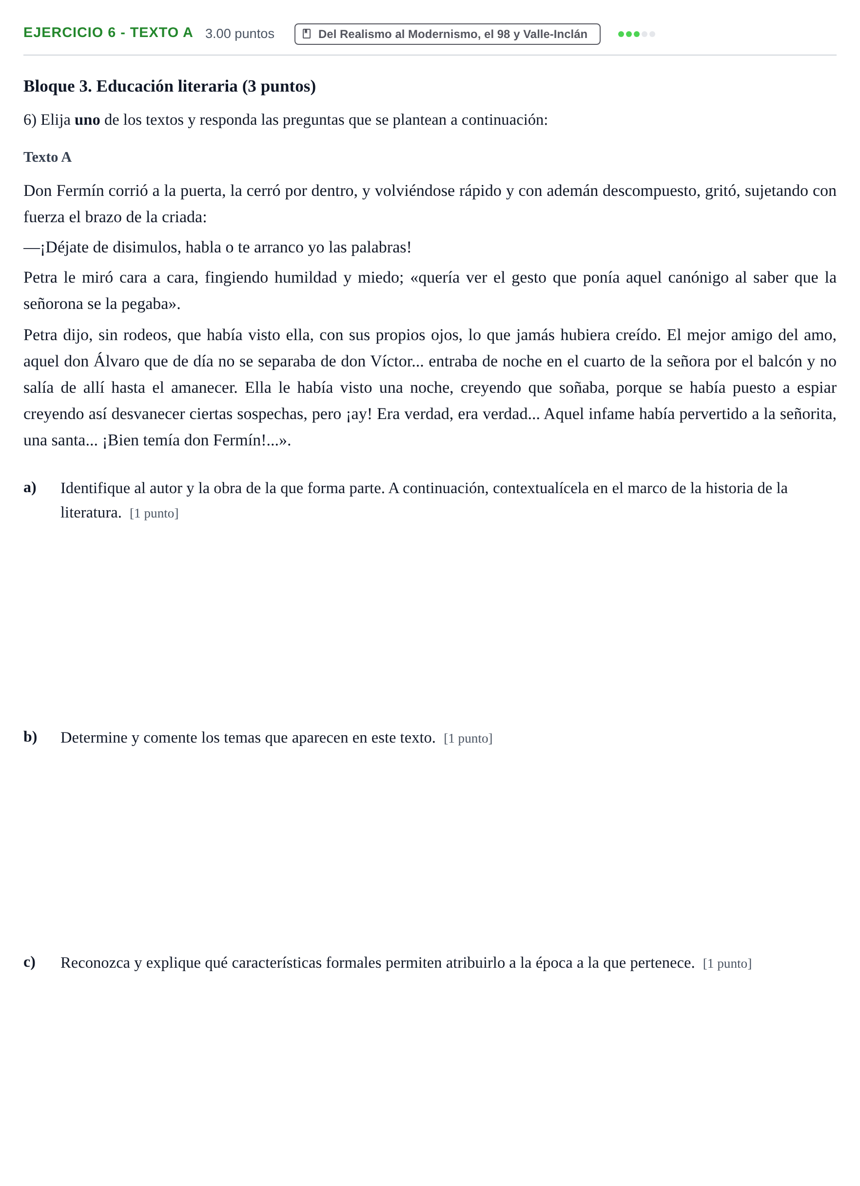 Enunciado: Ejercicio 6 - Texto A · Lengua Castellana y Literatura II PAU Baleares Ordinaria 2025