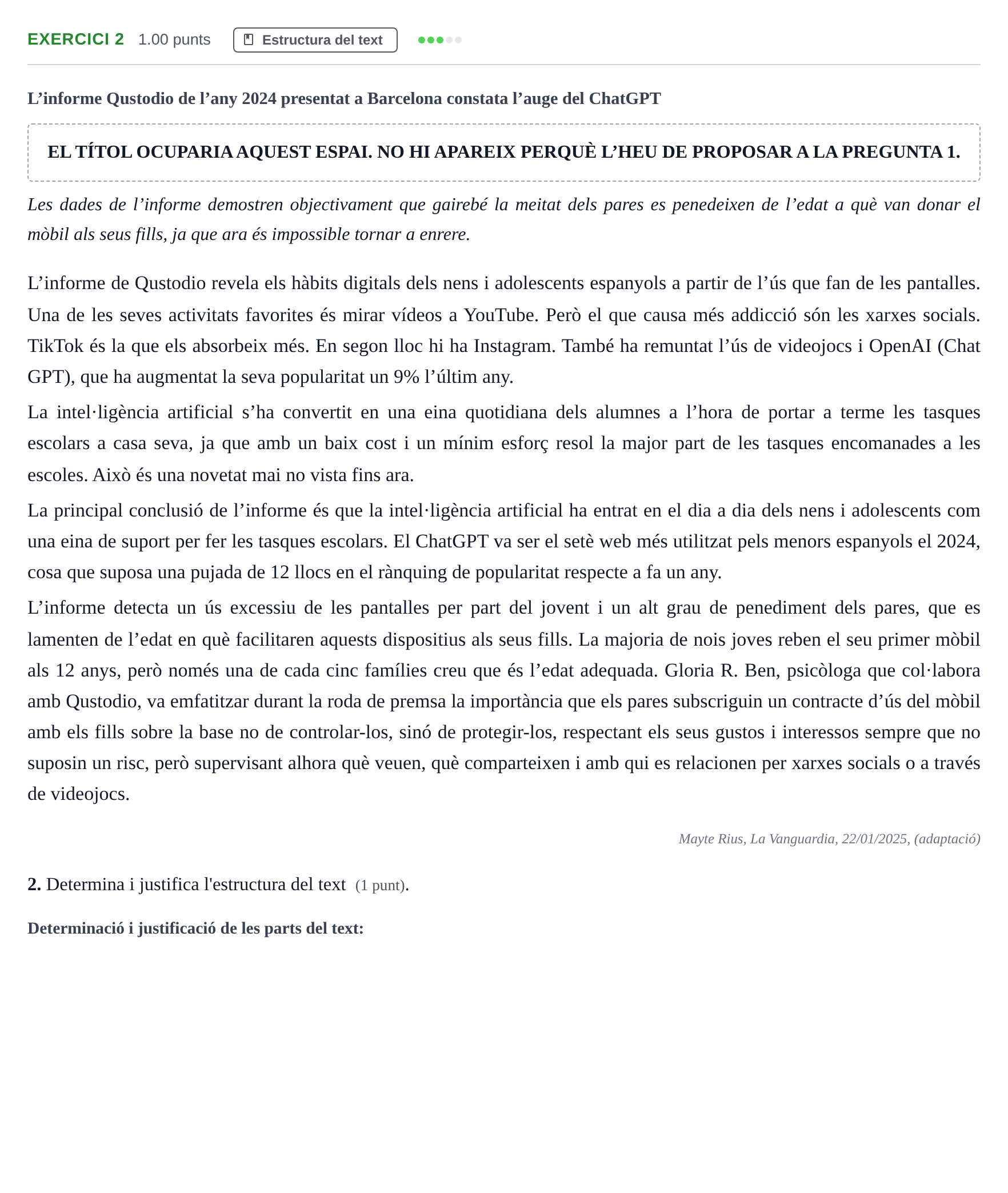 Enunciado: Problema 2 · Lengua Catalana y Literatura II PAU Baleares Extraordinaria 2025