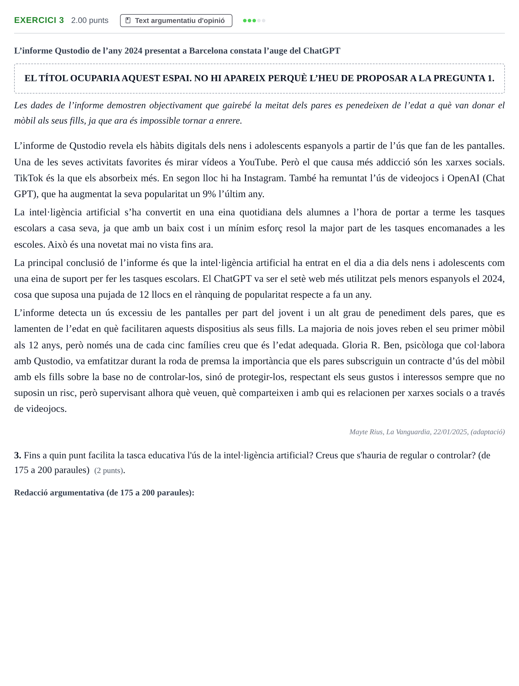 Enunciado: Problema 3 · Lengua Catalana y Literatura II PAU Baleares Extraordinaria 2025