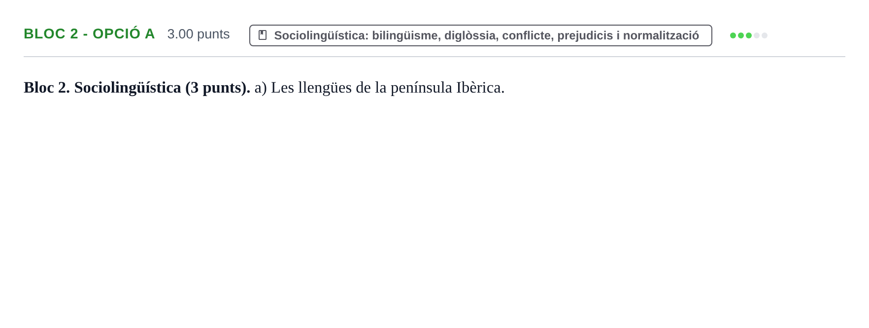 Enunciado: Ejercicio Bloc 2 - Opció a · Lengua Catalana y Literatura II PAU Baleares Extraordinaria 2025
